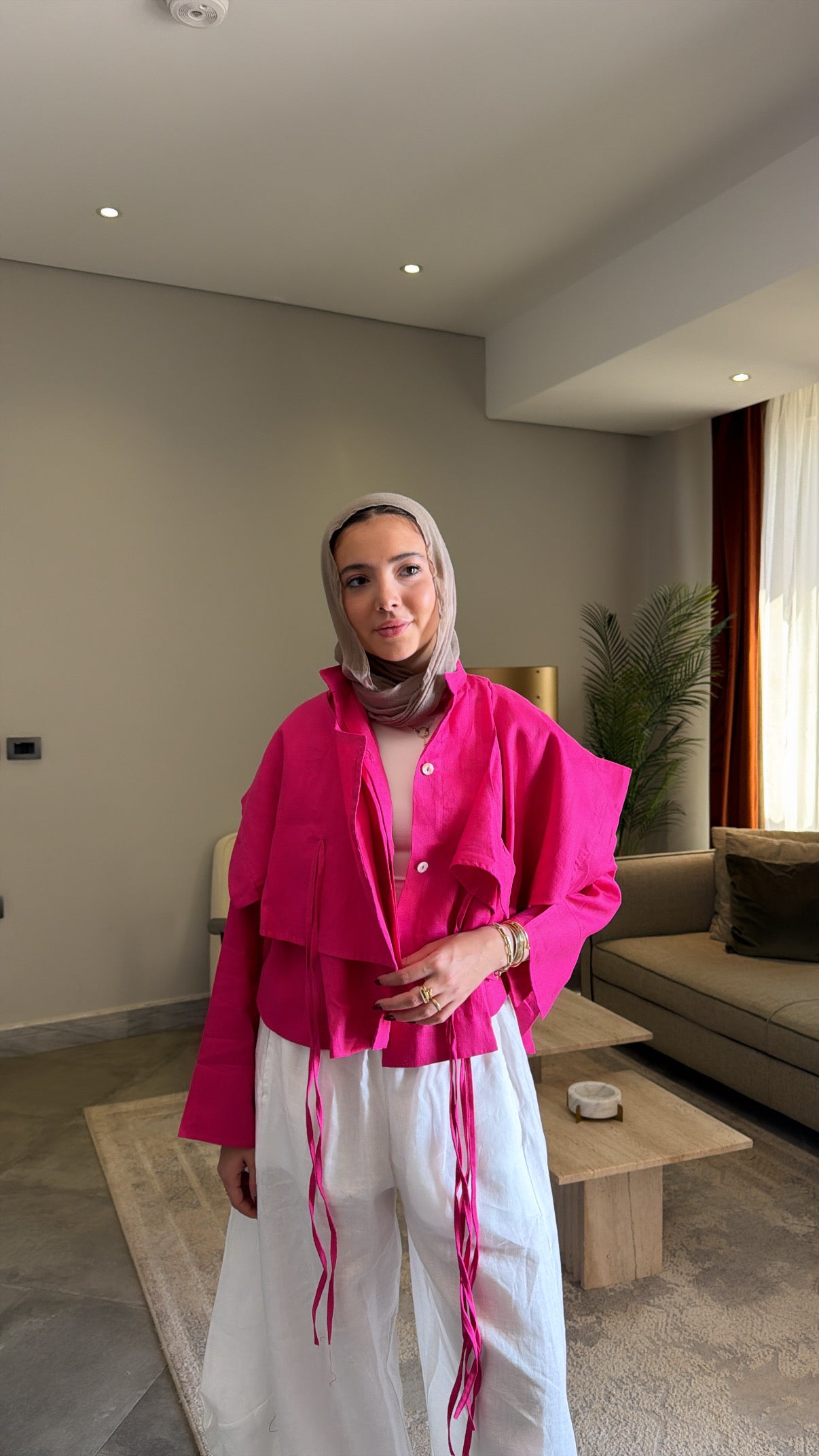 Layered shirt in fuchsia