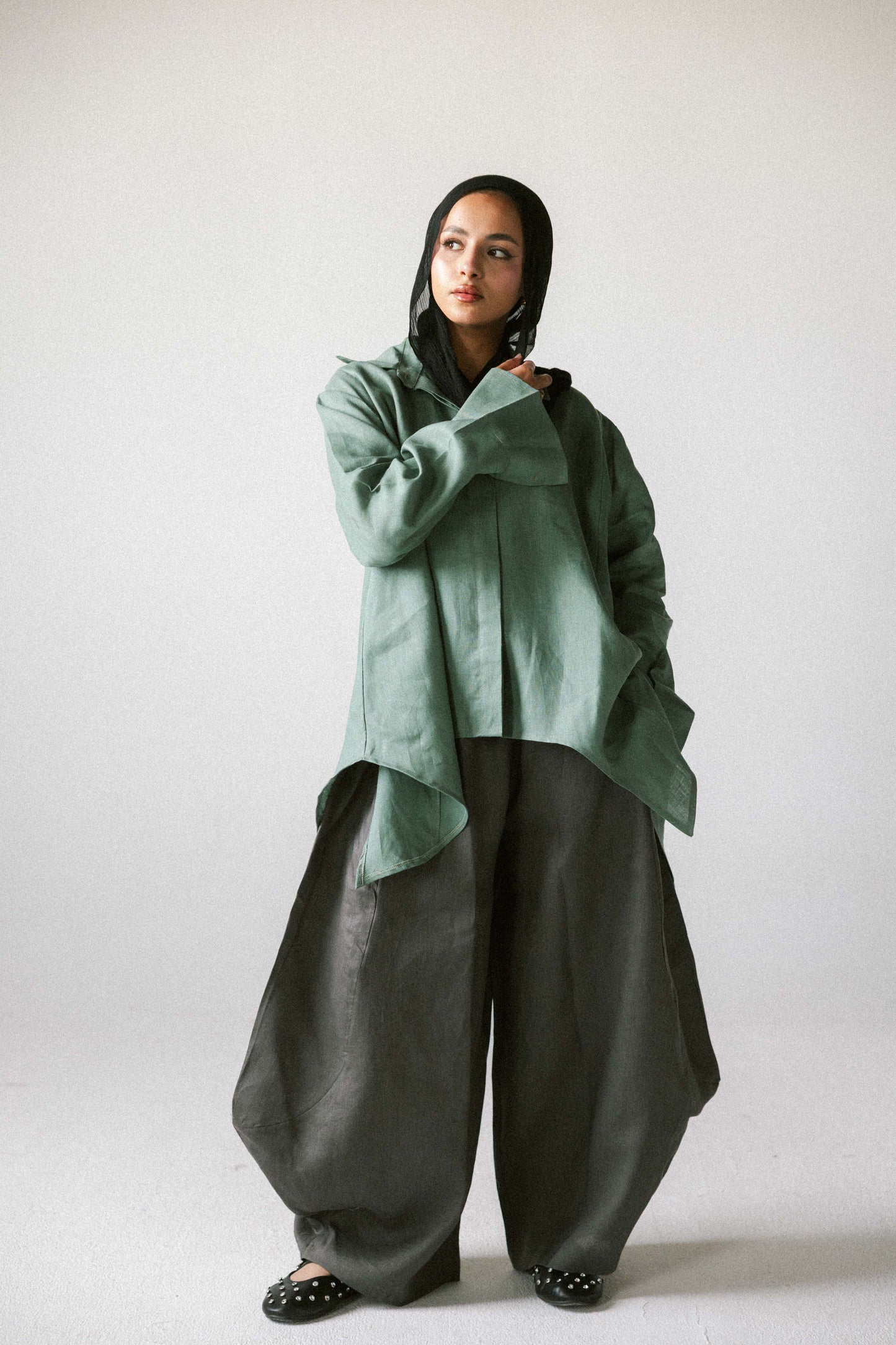 Round shirt in pistachio