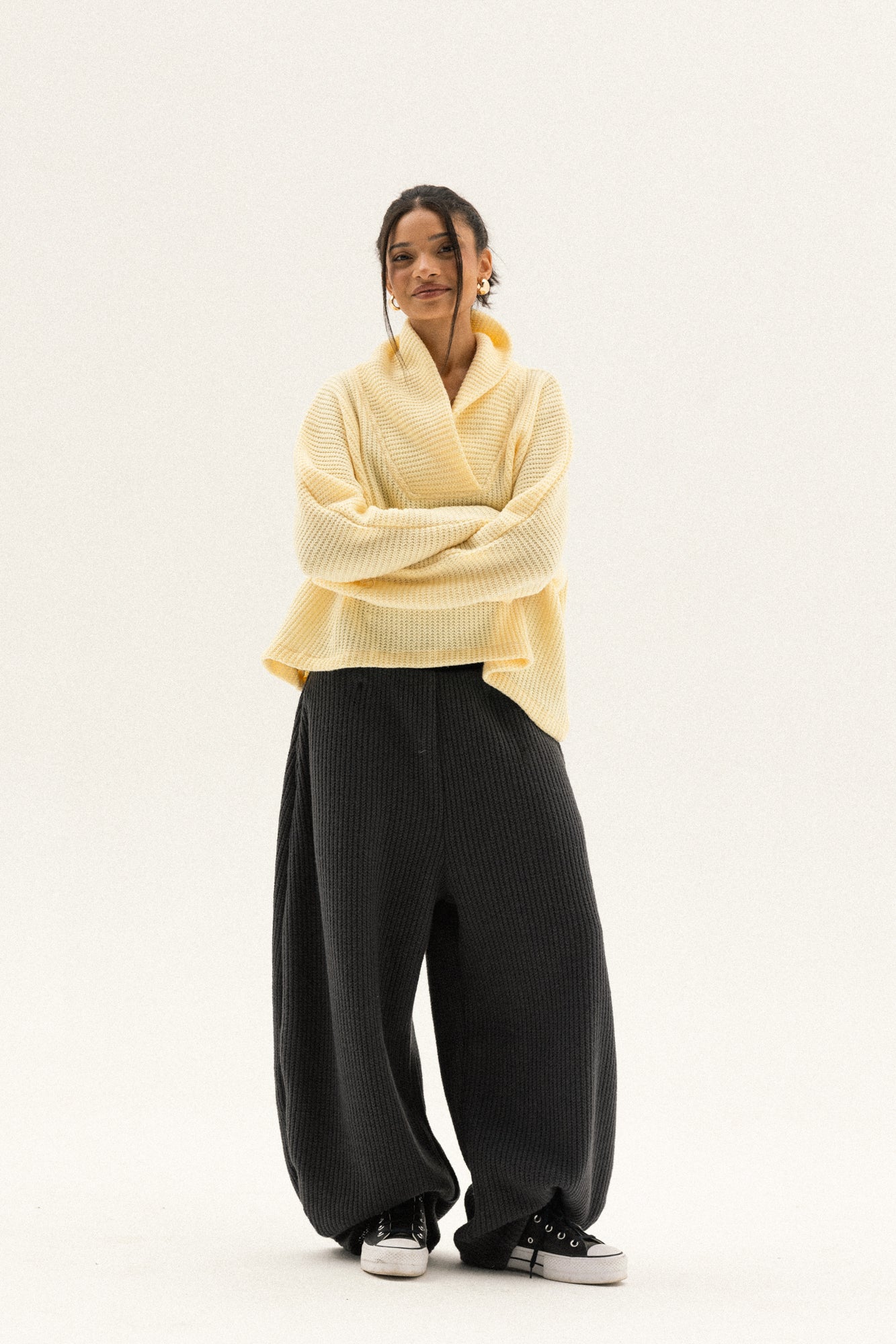 collar pullover in  butter yellow