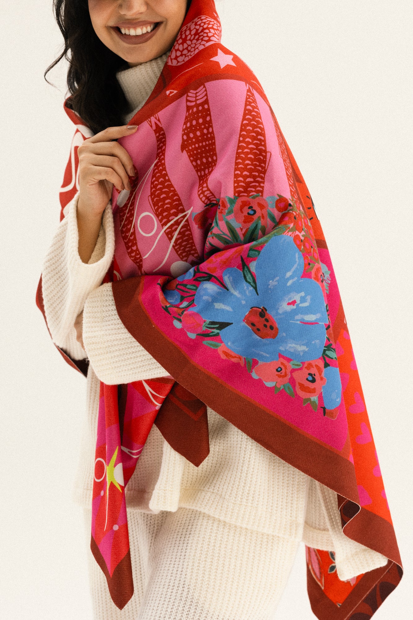 Pink evil eye scarf