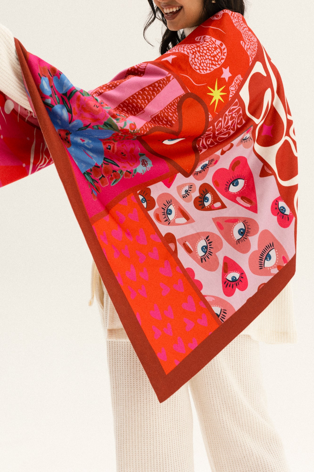 Pink evil eye scarf