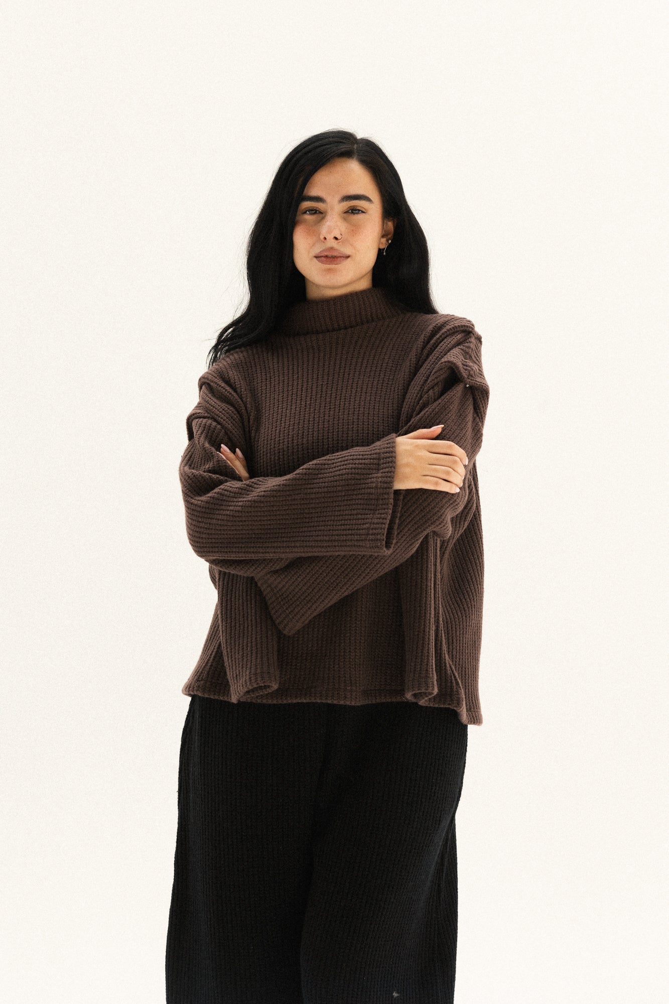 shoulder pullover in brown