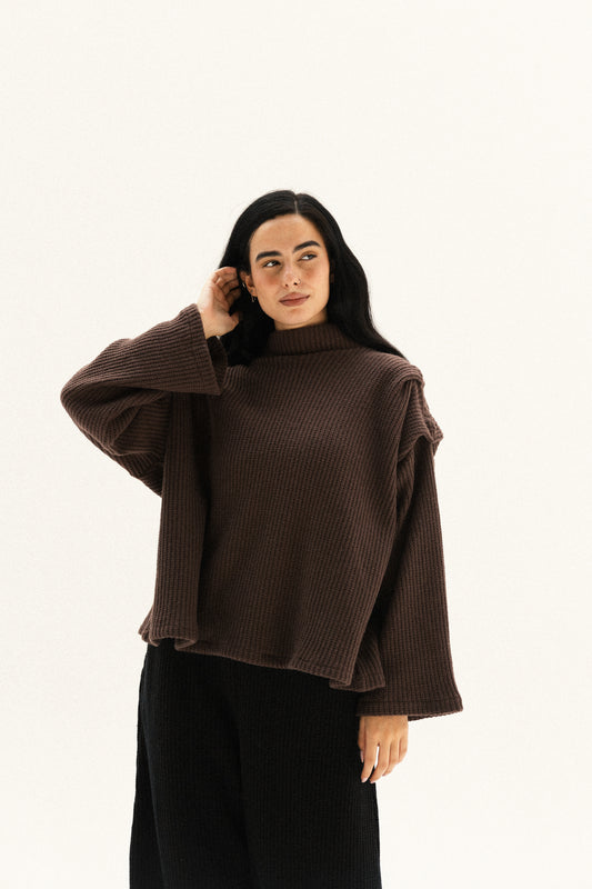shoulder pullover in brown