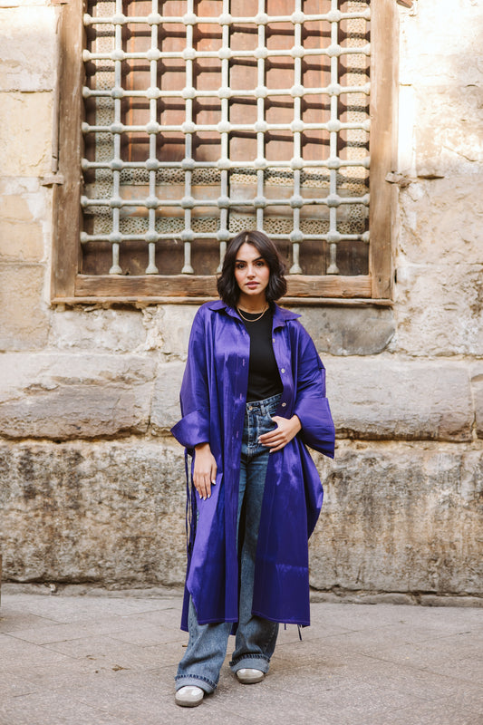 Long Fringes Kaftan In Royal-Blue