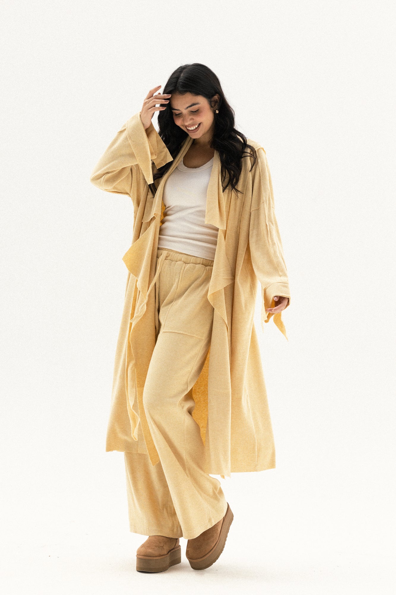 Lined Wool Set In Yellow