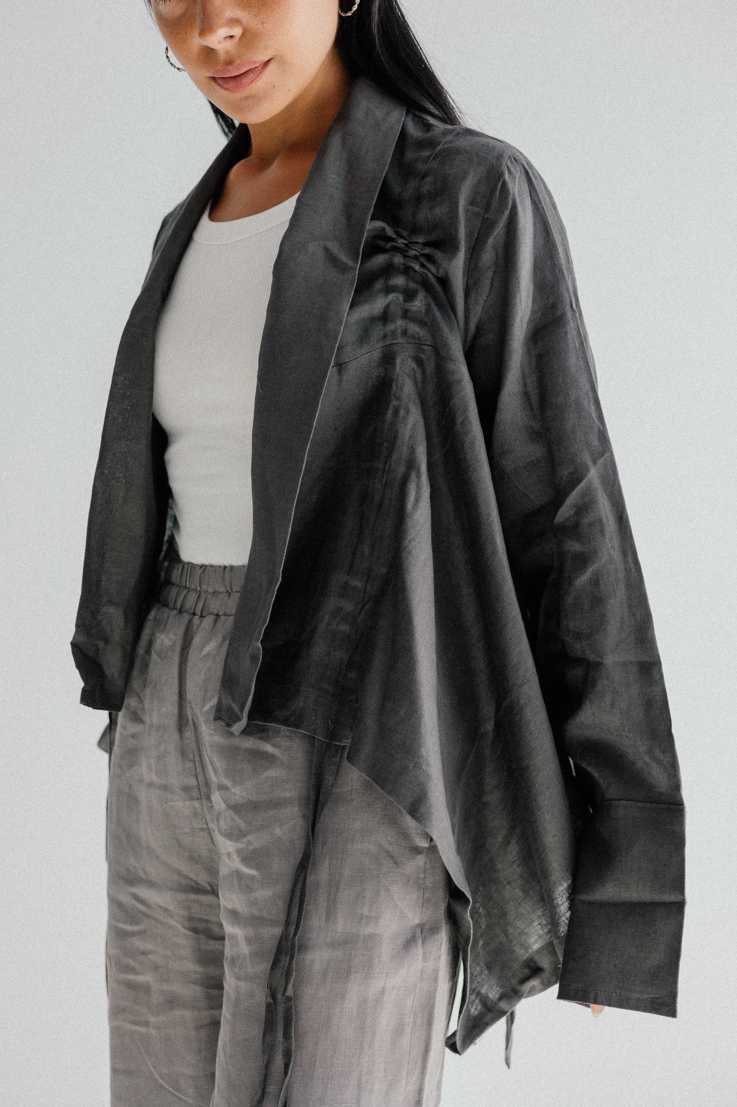 Elastic Kimono In Dark-grey