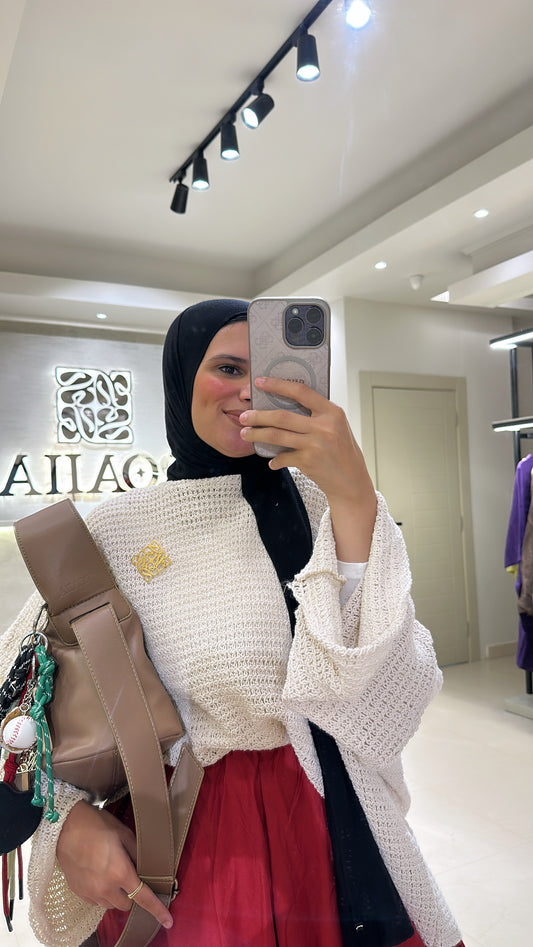 Knitted Dots Top in Creamy