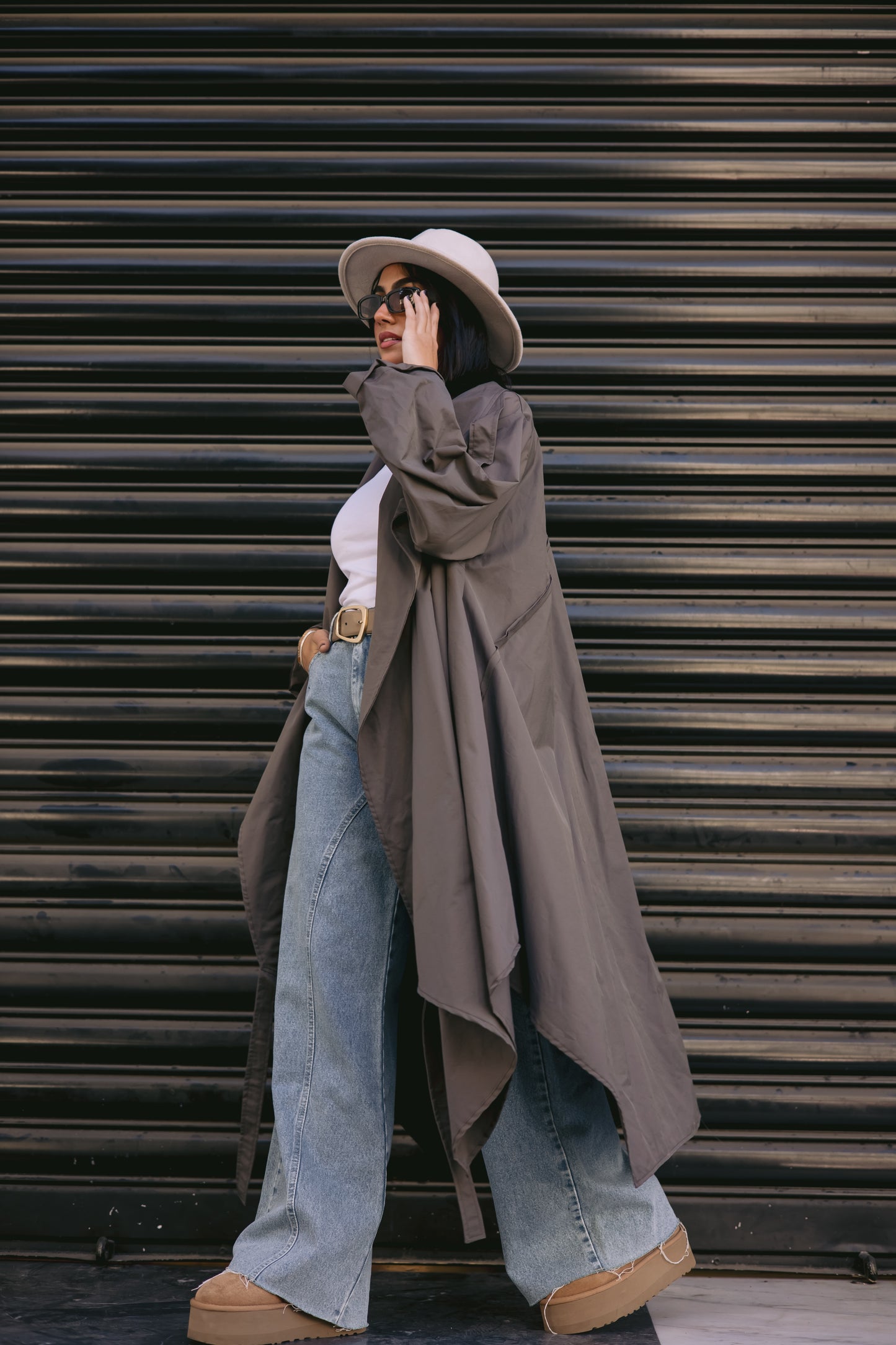 High-low Trench Coat In Greish