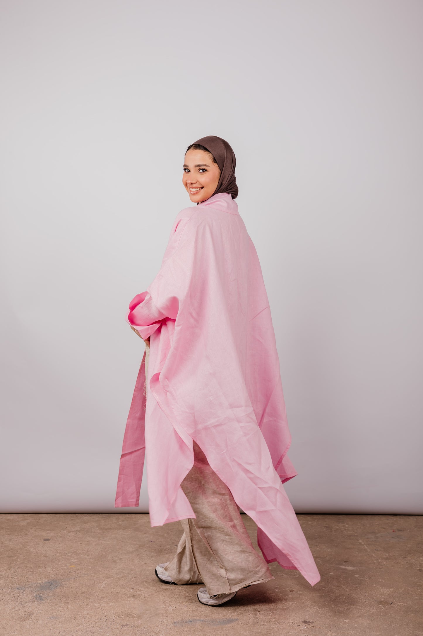 Double Collar Kimono In Pink