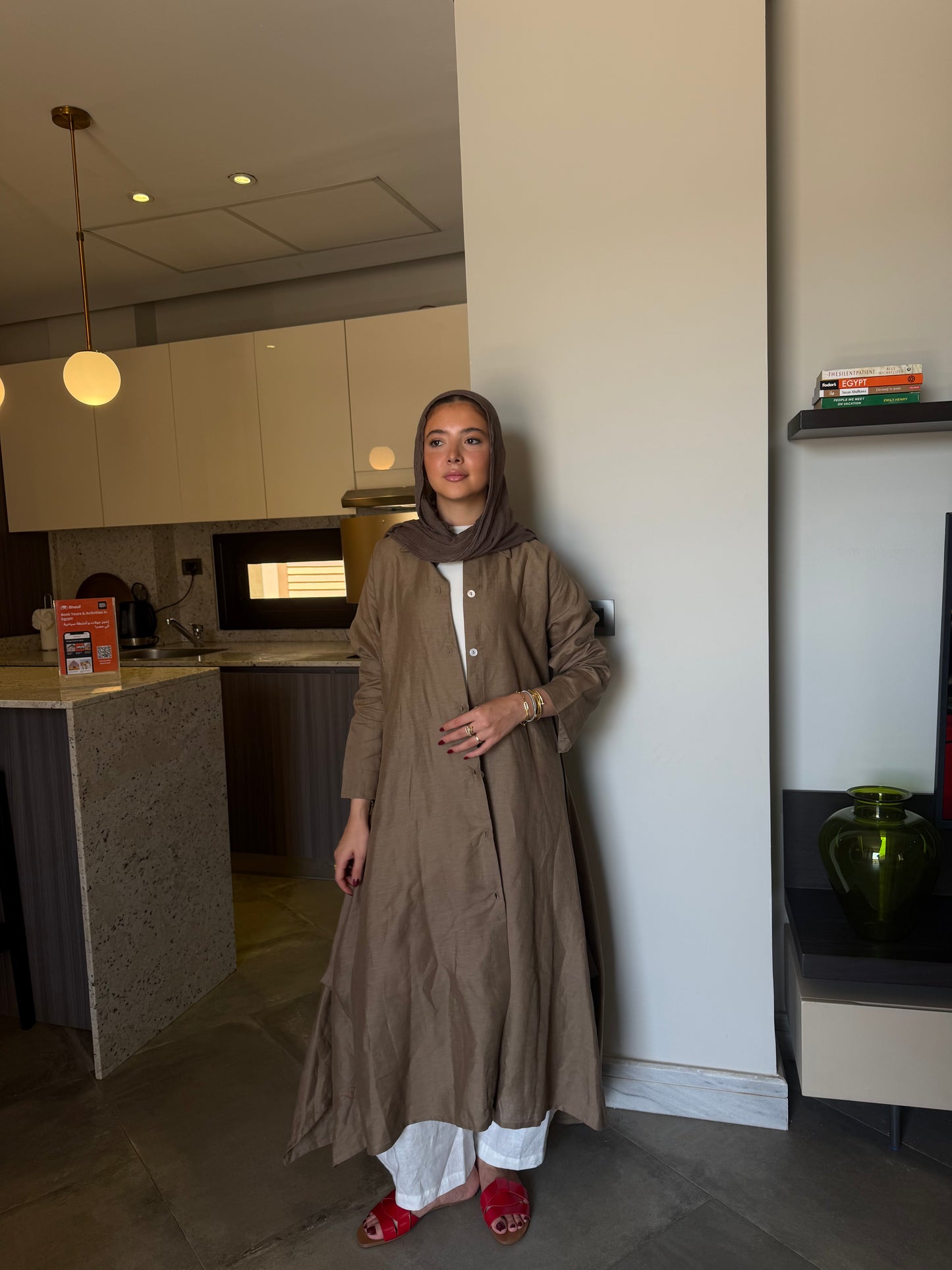 Long shirt in light brown