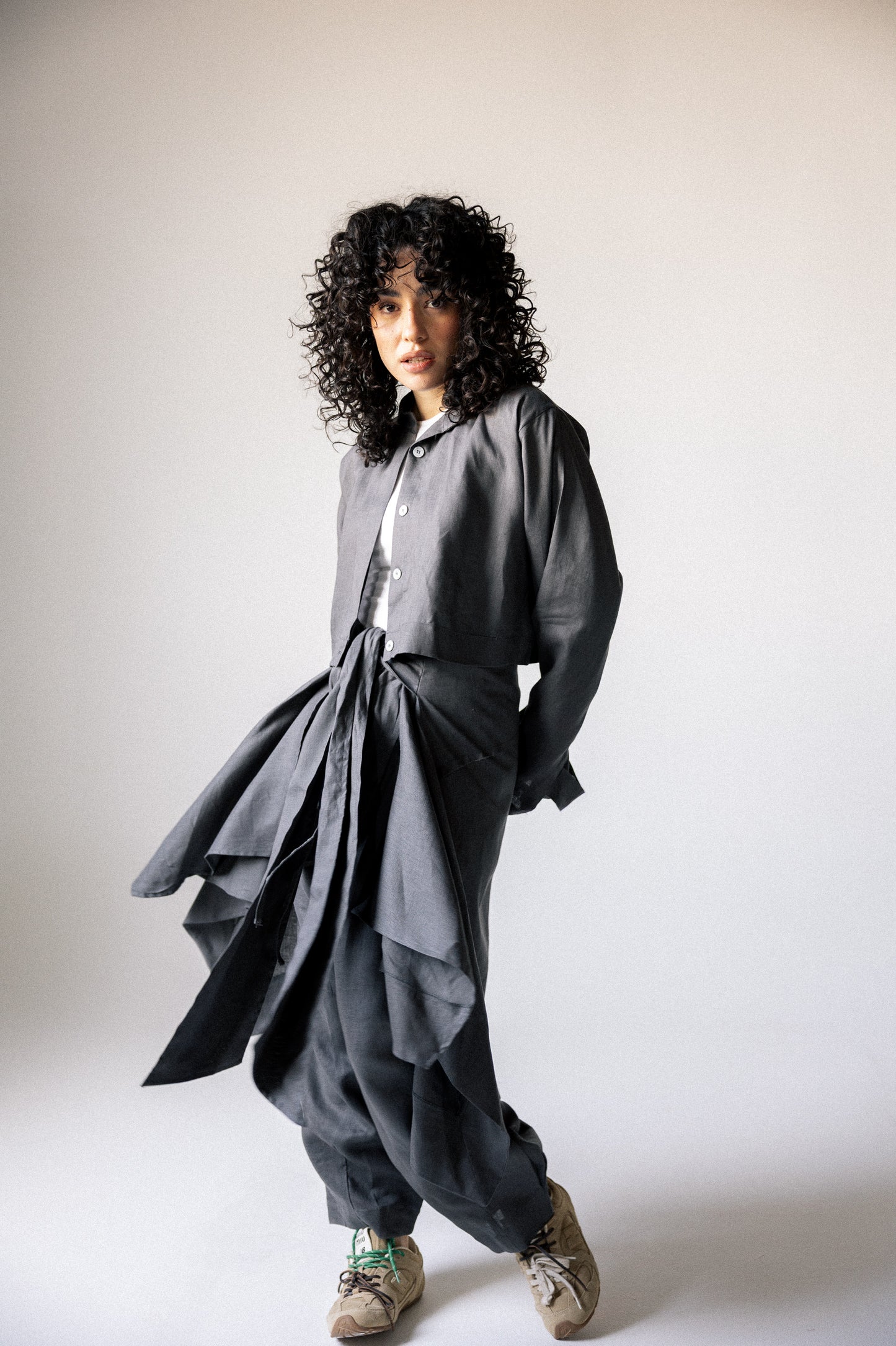 Rap-up shirt in dark grey