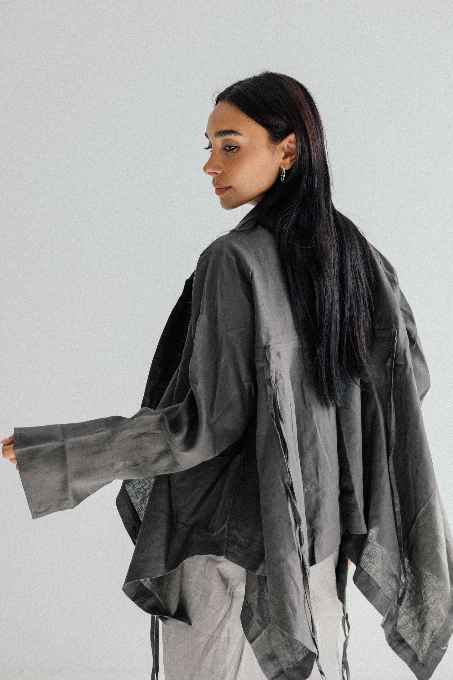 Elastic Kimono In Dark-grey