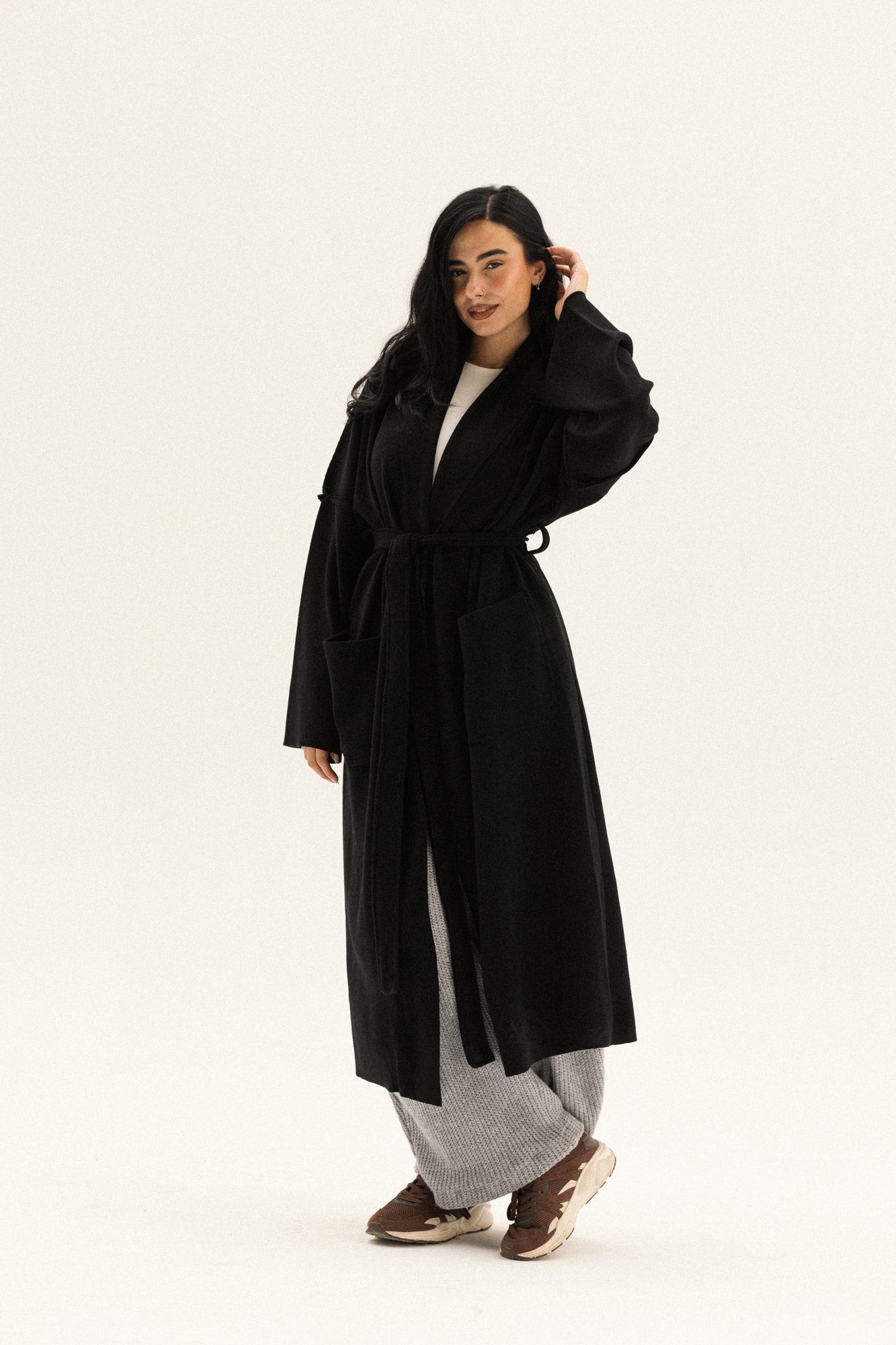 Long Pocket Coat In Black
