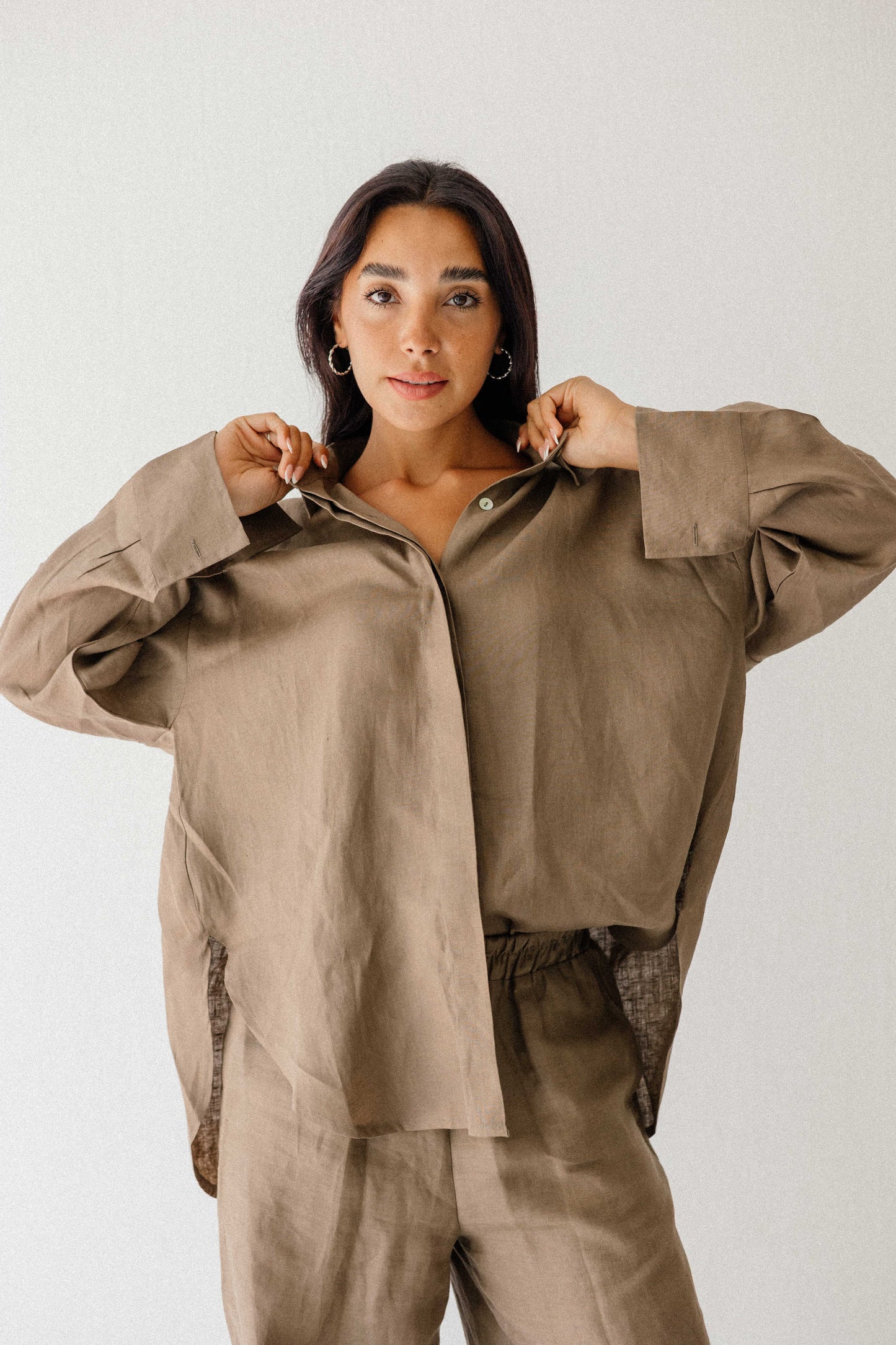 Daily Linen Shirt In Light Brown