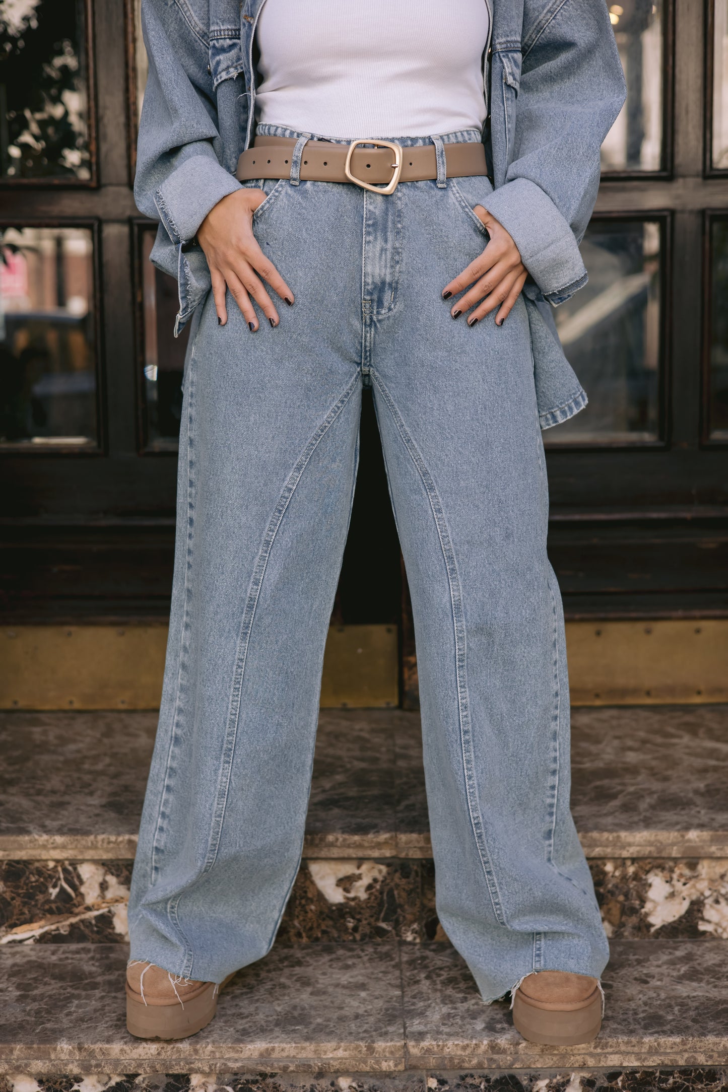 Wide leg denim pant