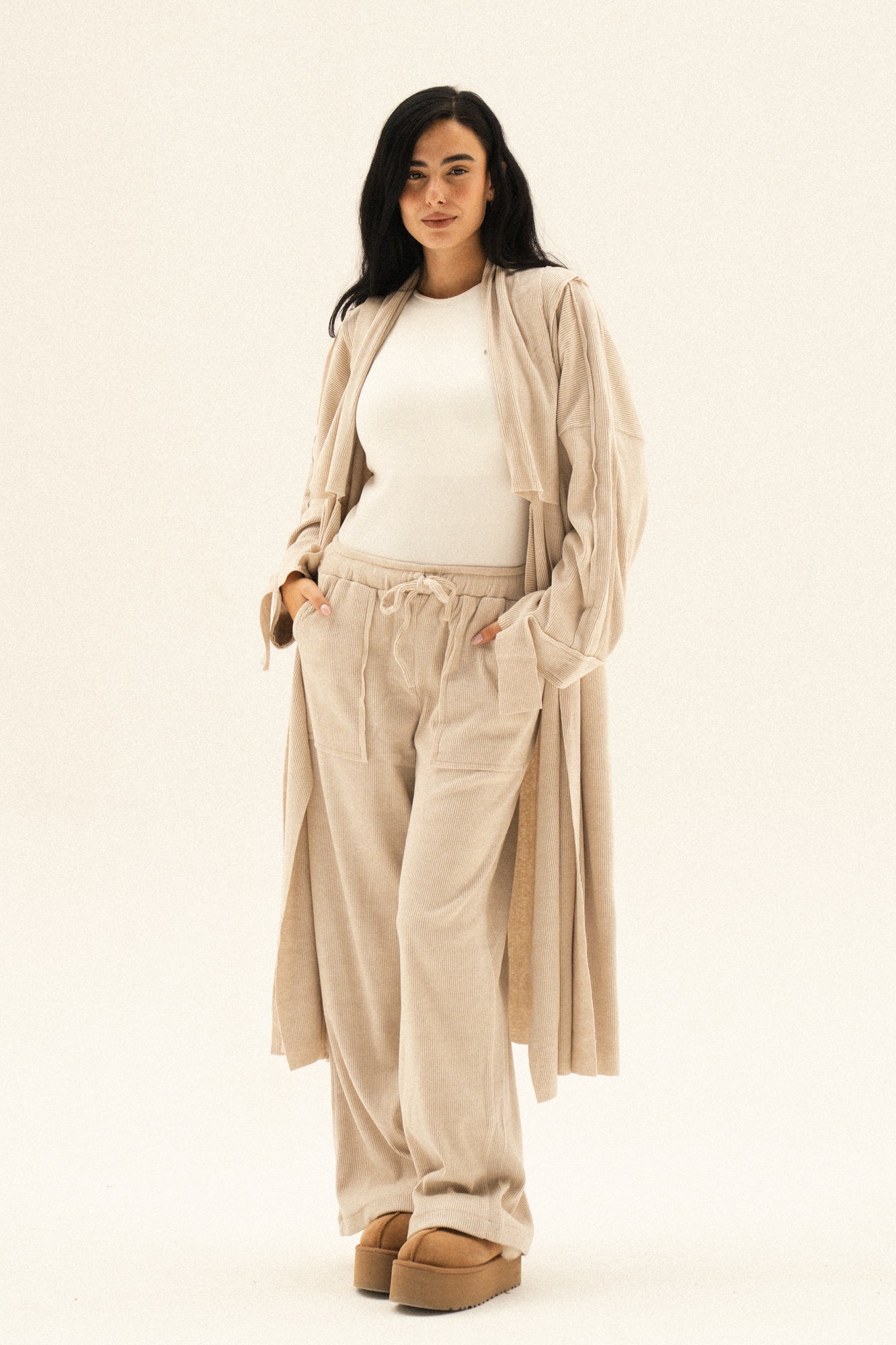 Lined Wool Set In Cafe