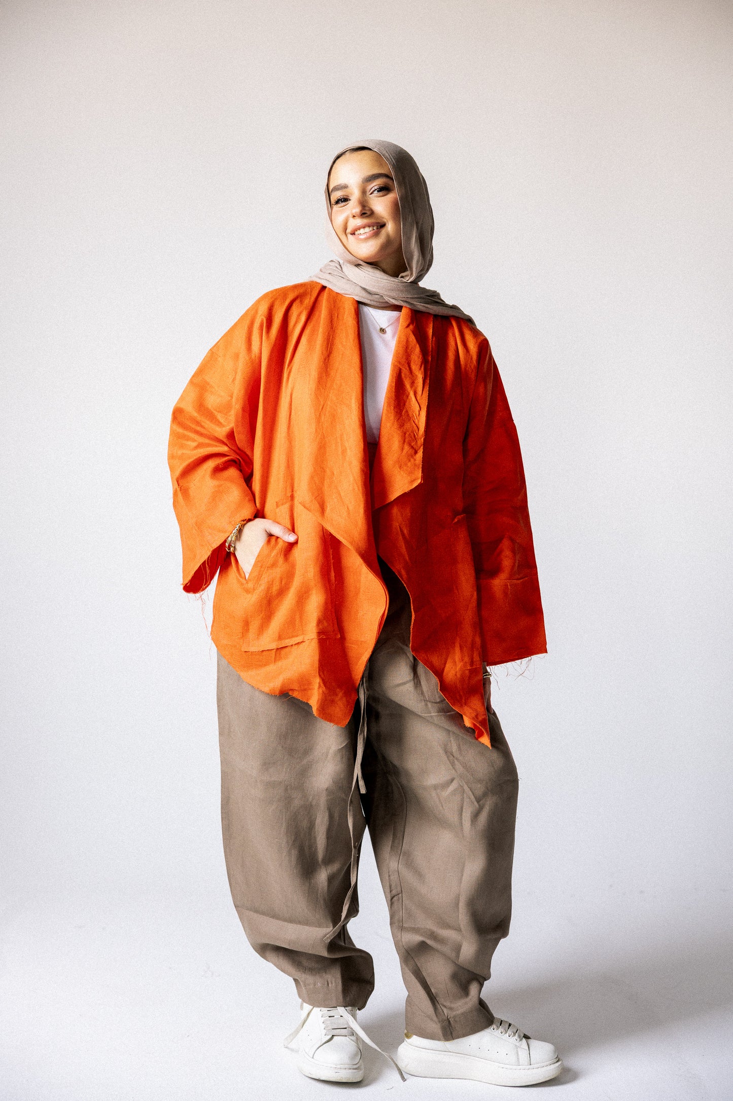 Collar kimono in orange