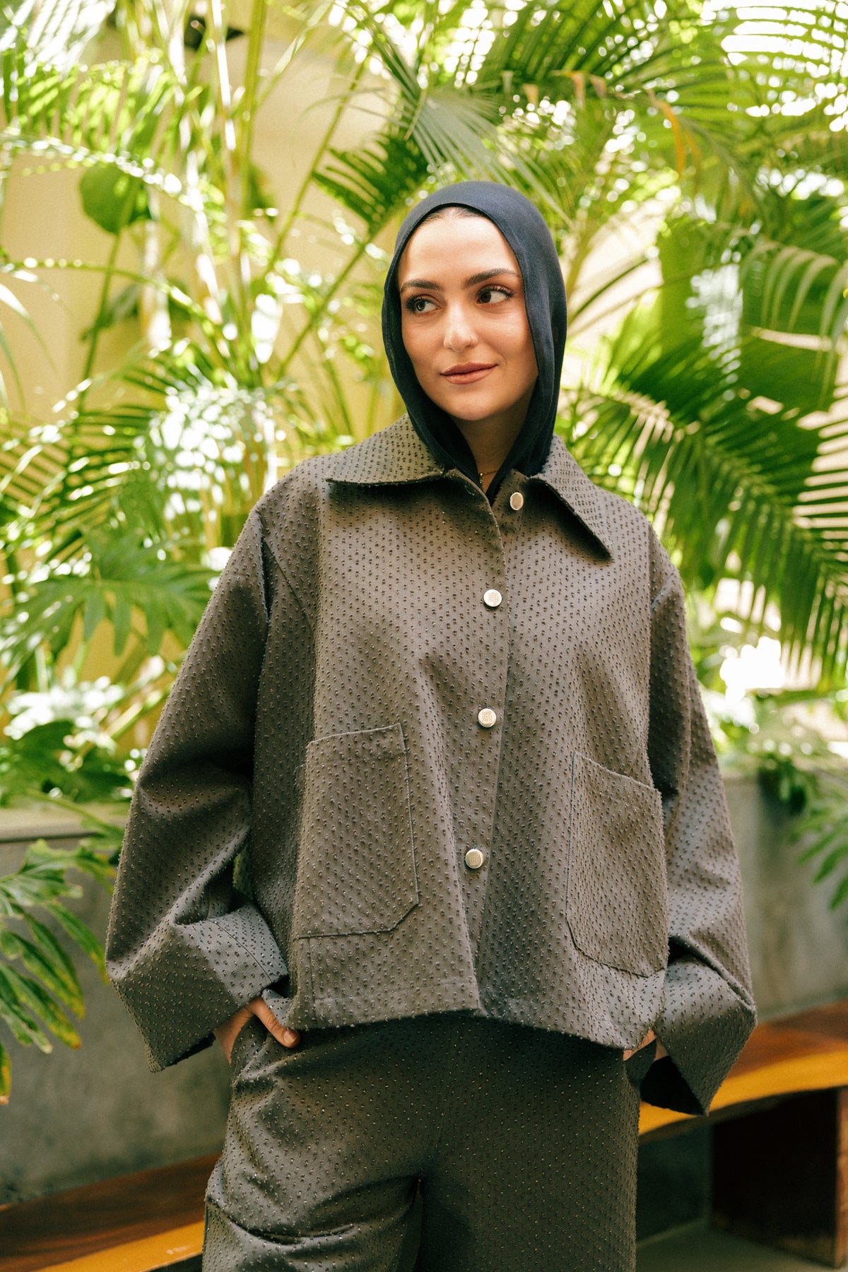 Dots denim set in griesh