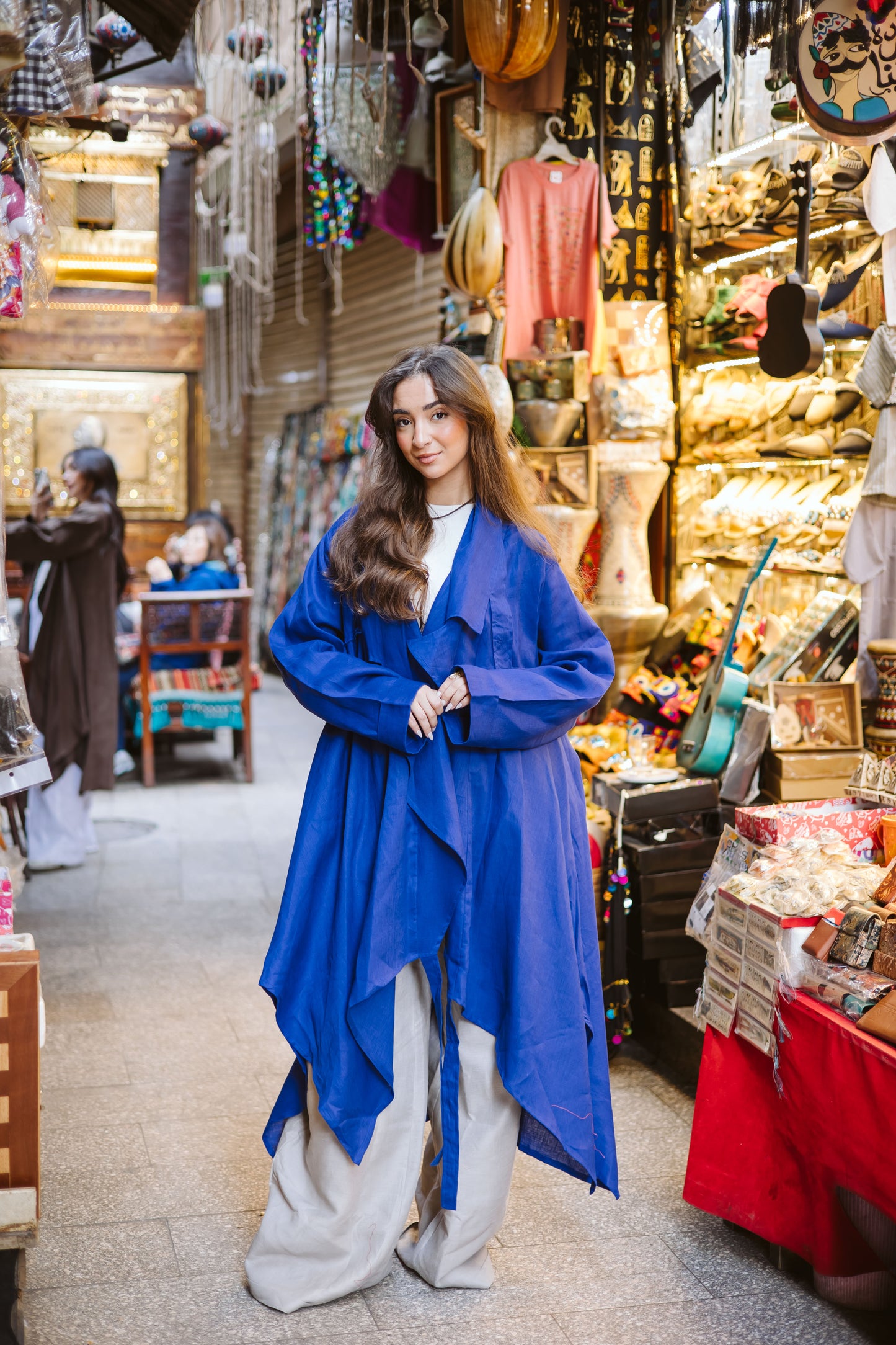High-Low Kimono In Royal-Blue
