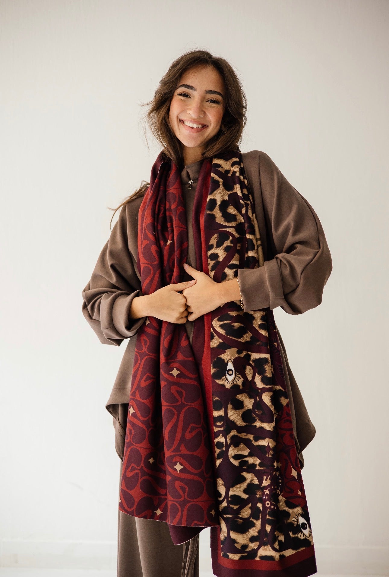 Long Leopard Velvet Scarf