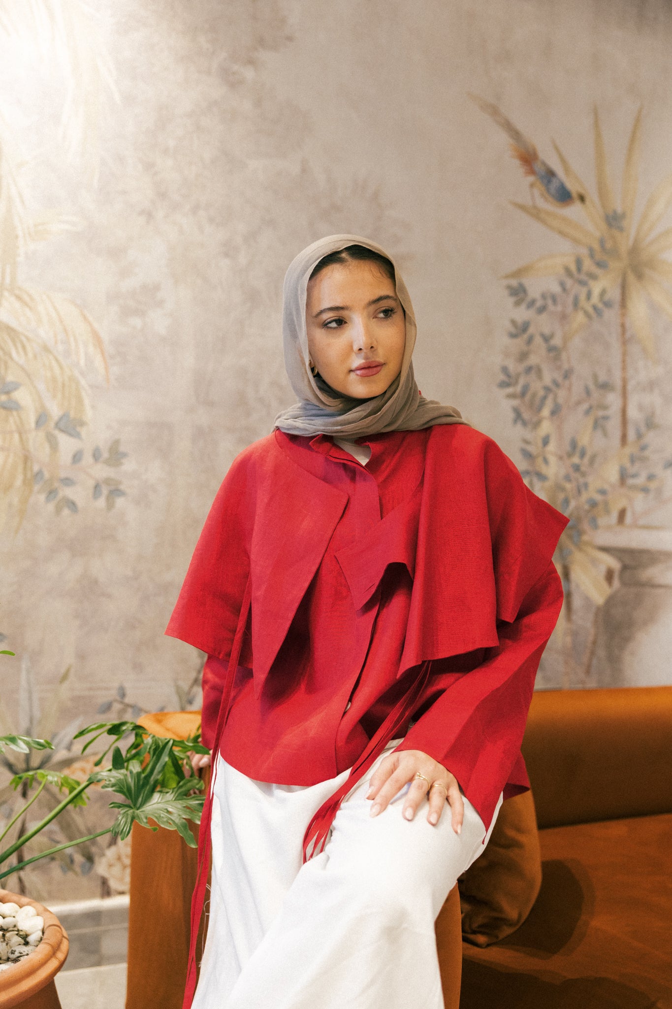 Layered shirt in red