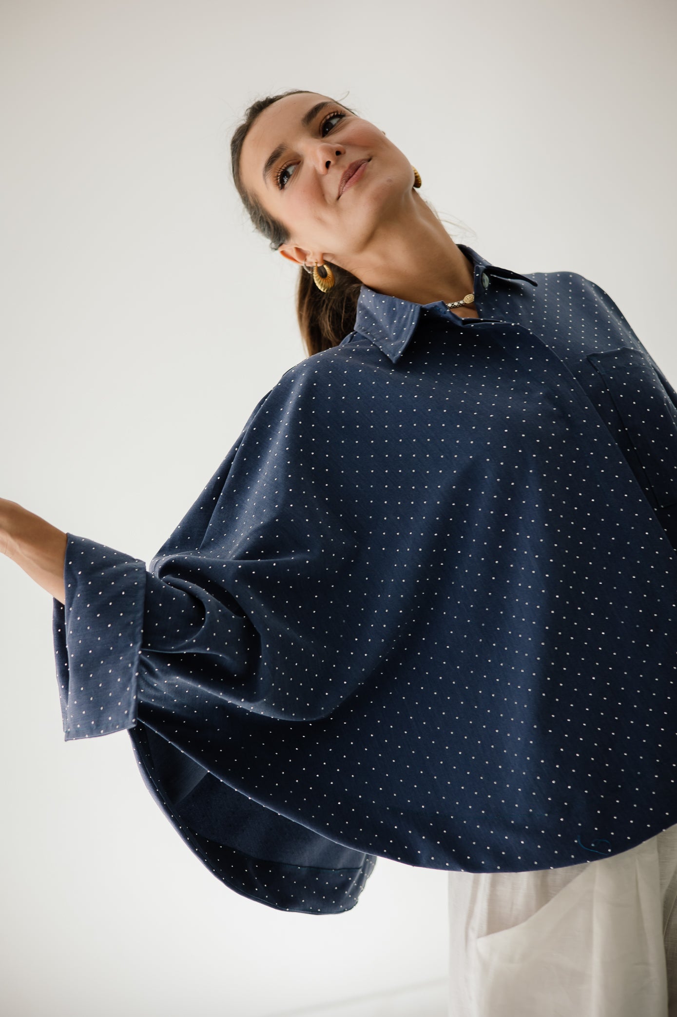 Studding Butterfly Shirt In Dark-blue