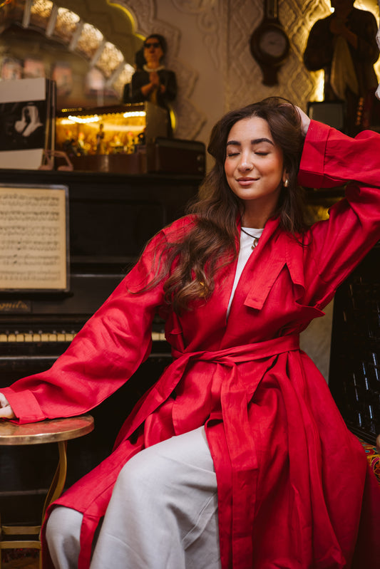 High-Low Kimono In Red
