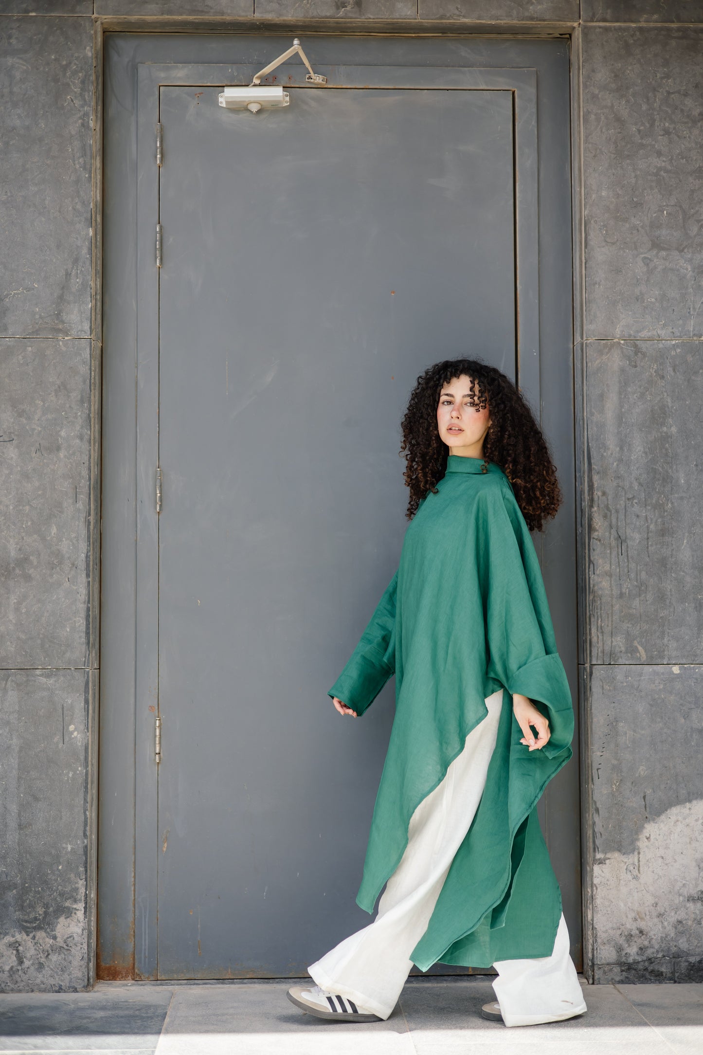 Long Ribbon Top In Green