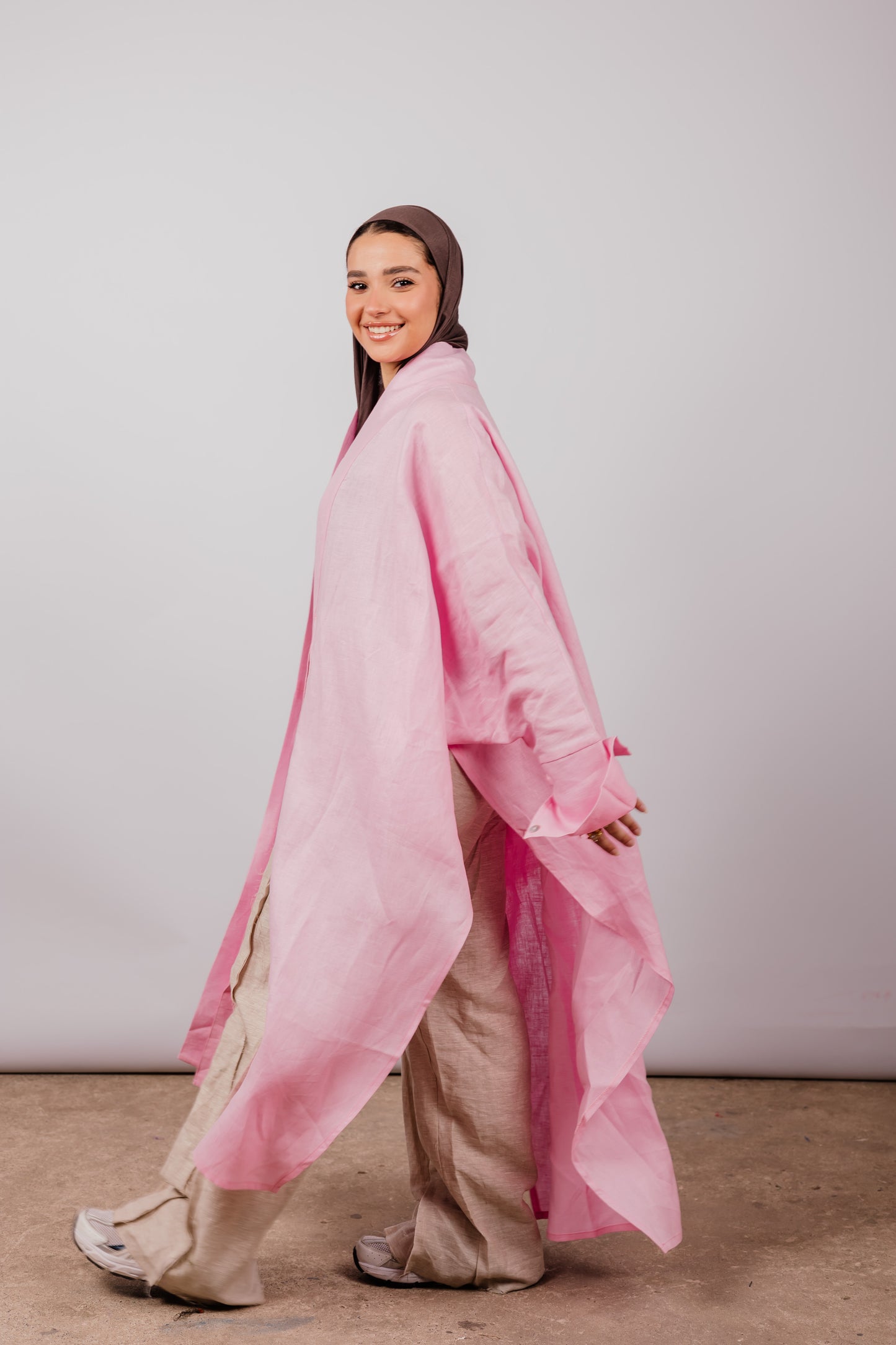 Double Collar Kimono In Pink