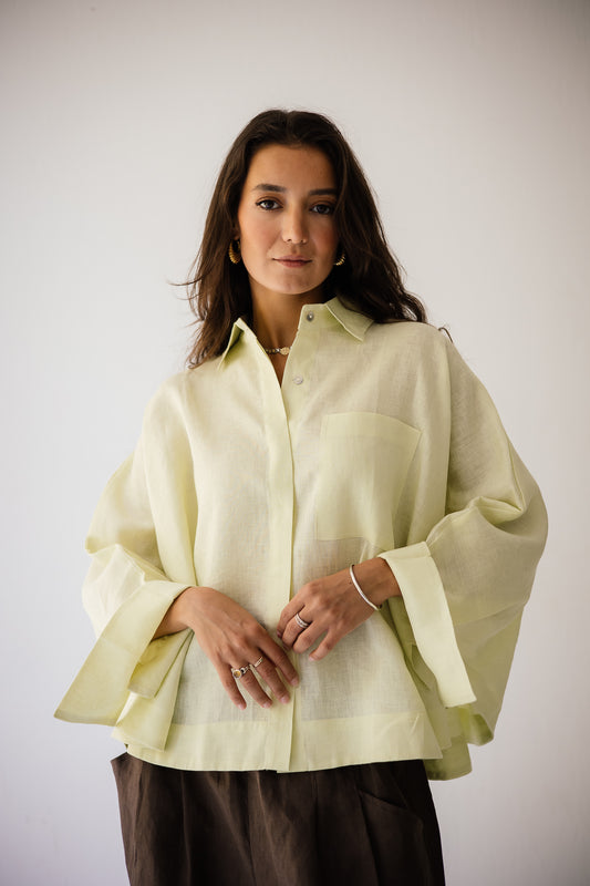 Butterfly Shirt In Butter-yellow