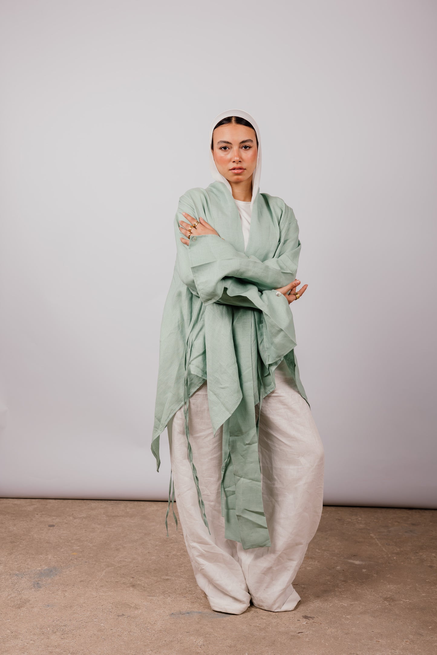 Double Collar With Fringes In Mint