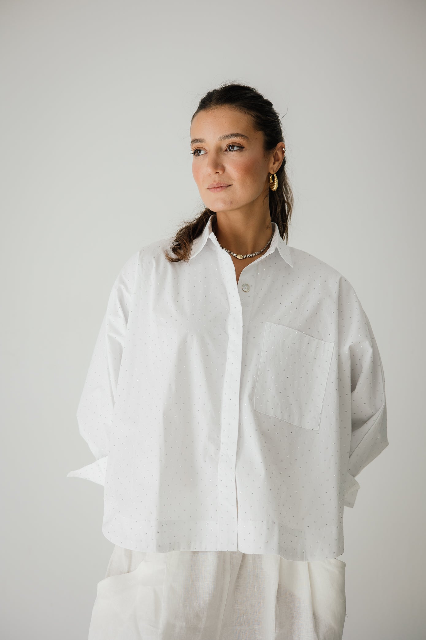 Studding Butterfly Shirt In White
