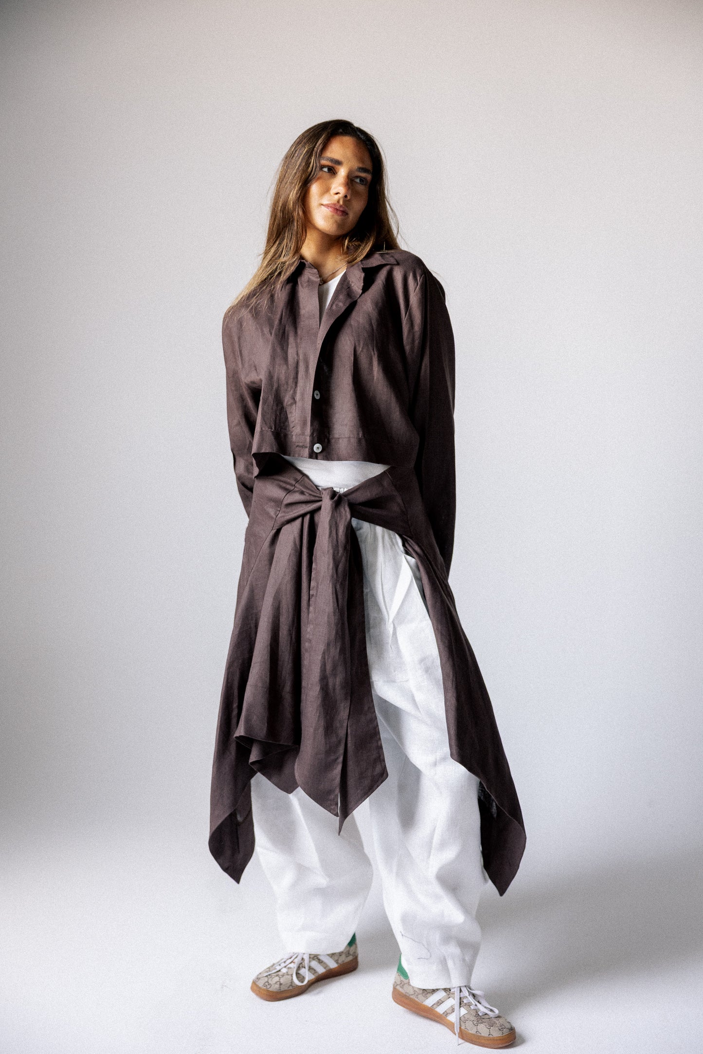 Rap-up shirt in chocolate brown