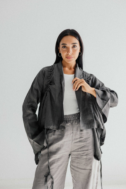 Elastic Kimono In Dark-grey