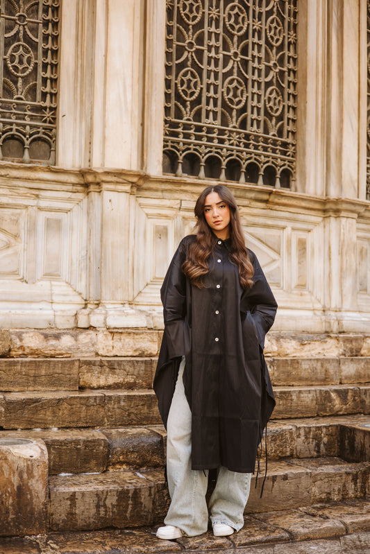 Long Fringes Kaftan In Black