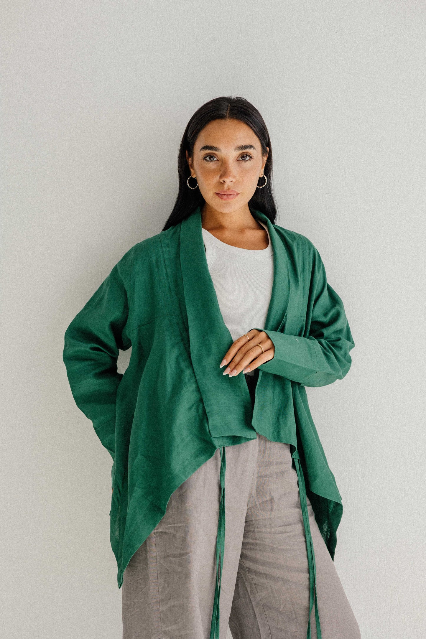 Elastic Kimono In Dark Green