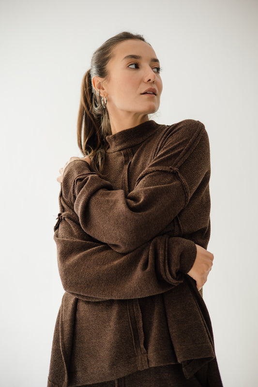 Unfinished Wool Set In Brown