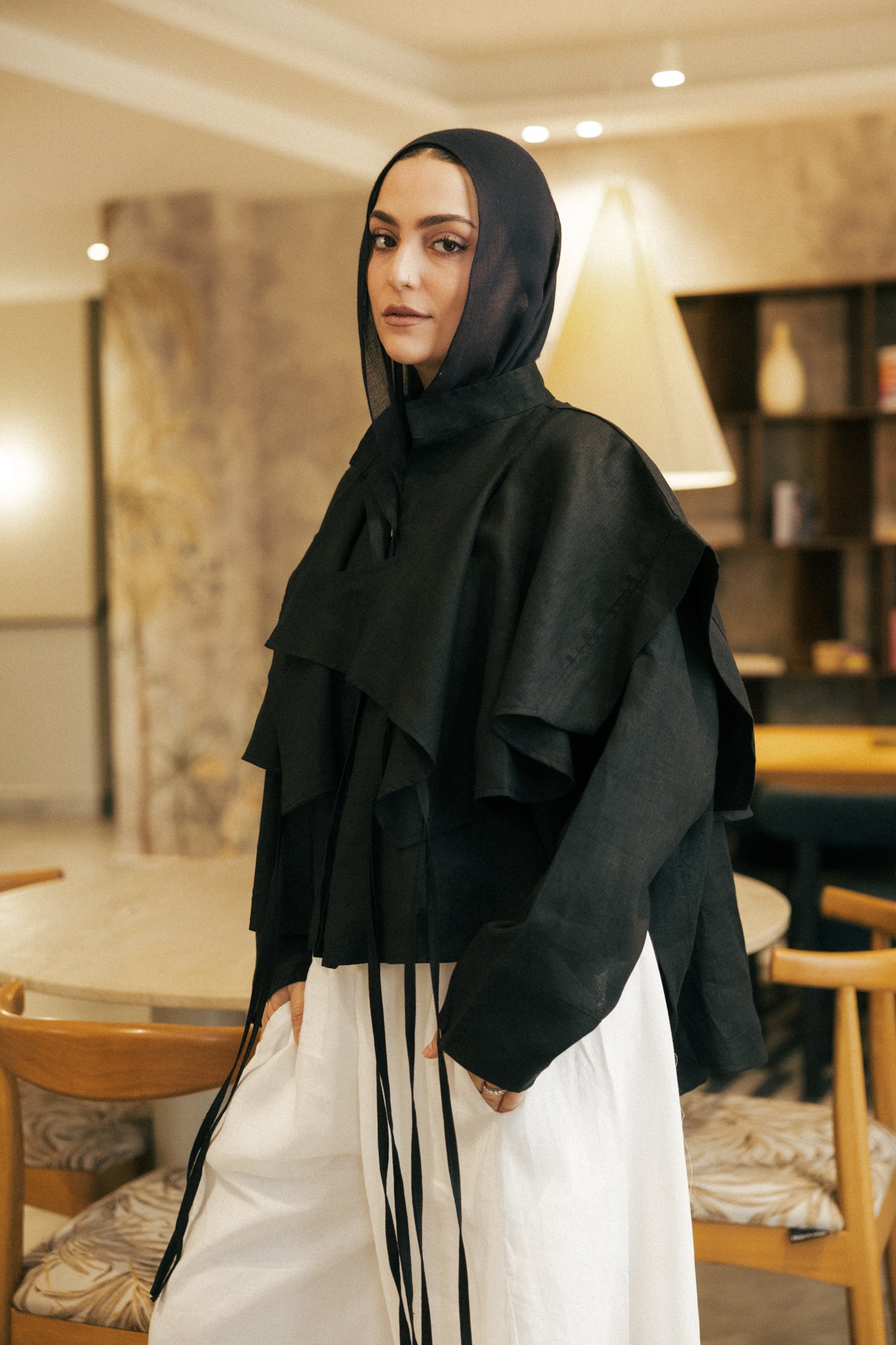 Layered shirt in black