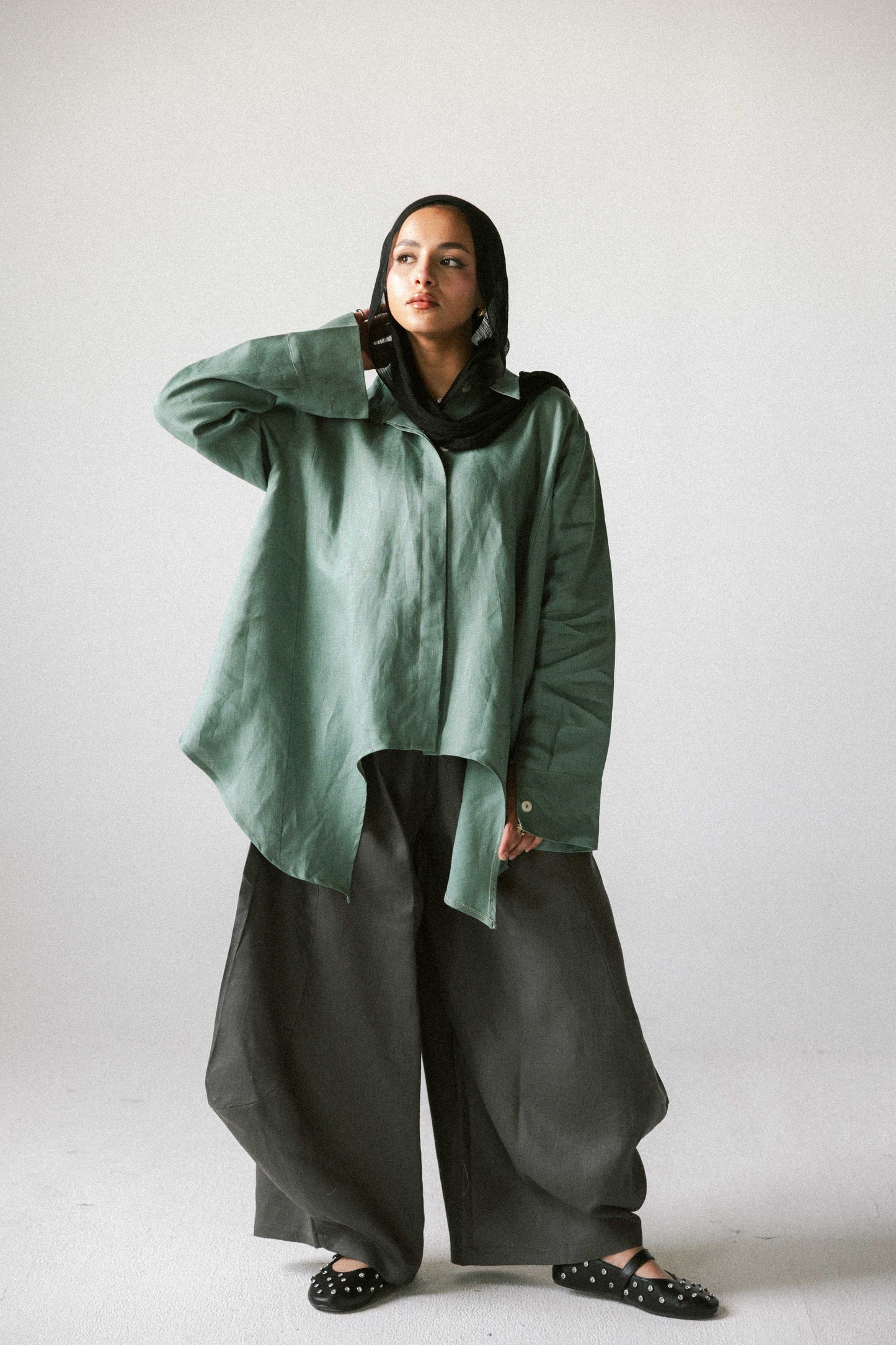 Round shirt in pistachio