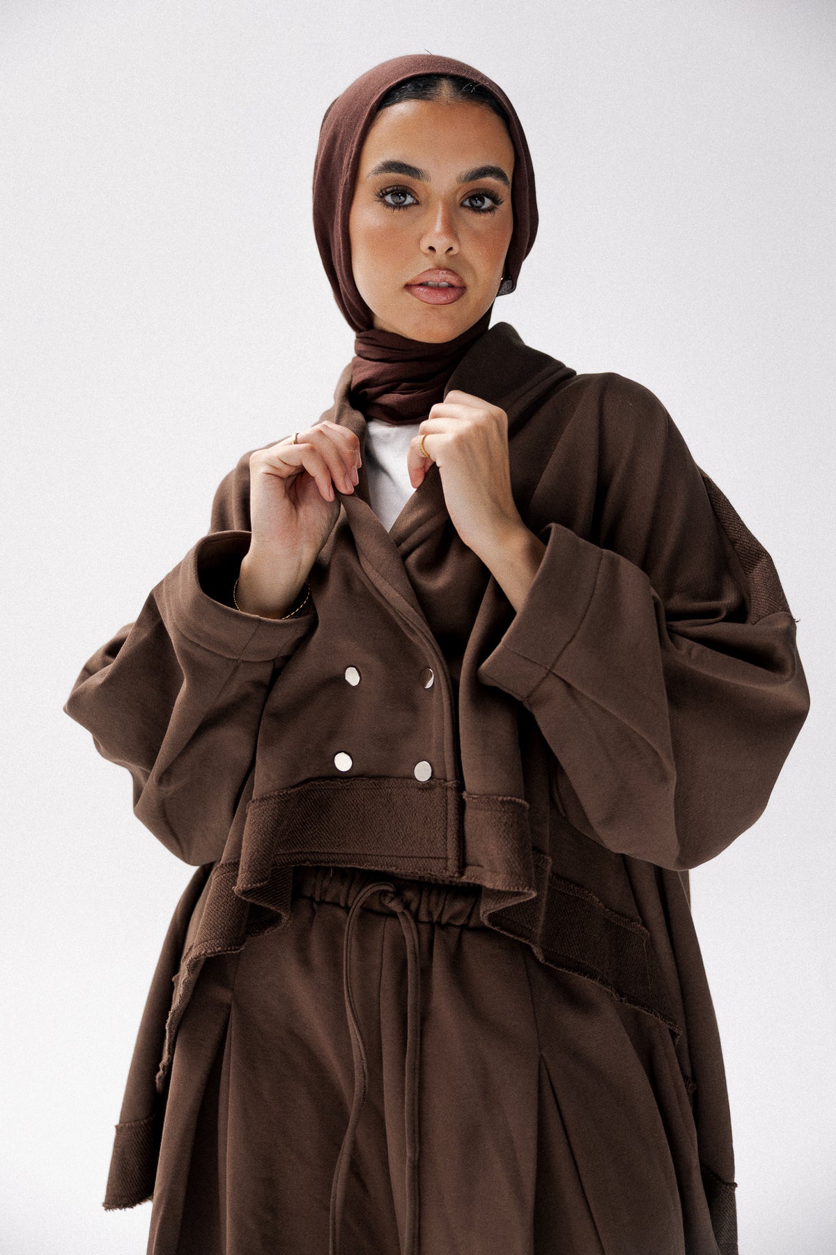 lined cotton set in brown