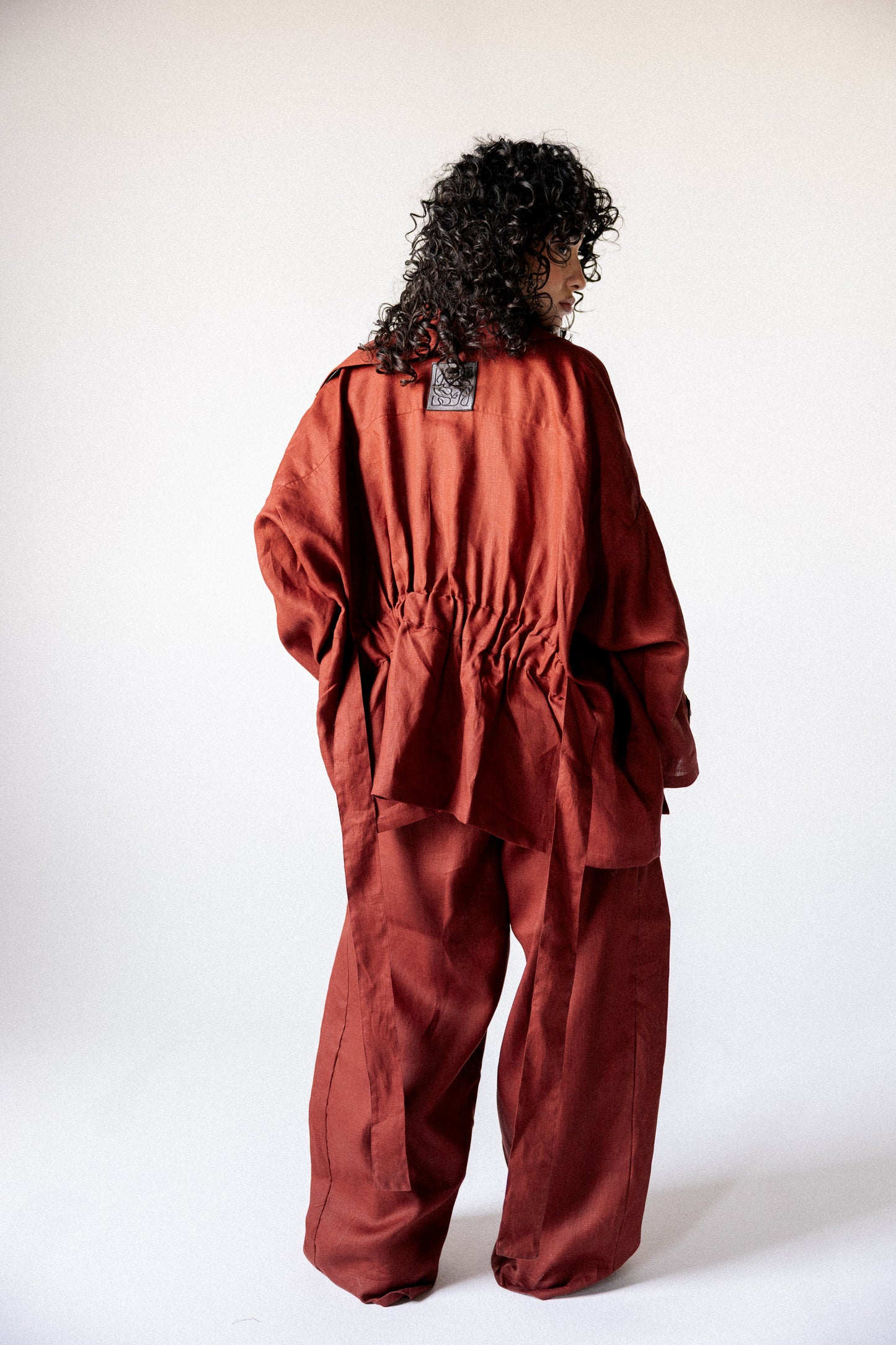 Double side set in burnt red