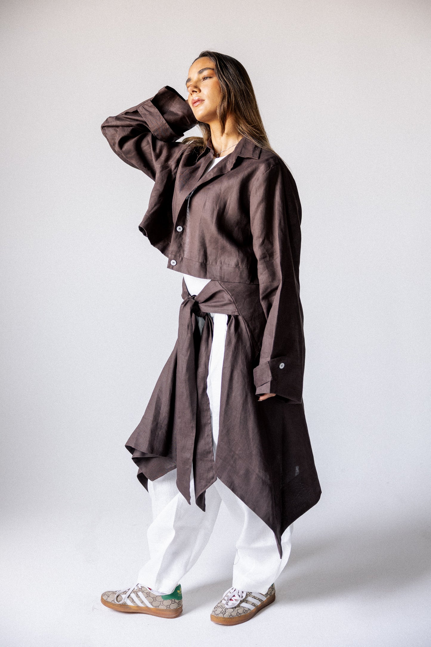 Rap-up shirt in chocolate brown