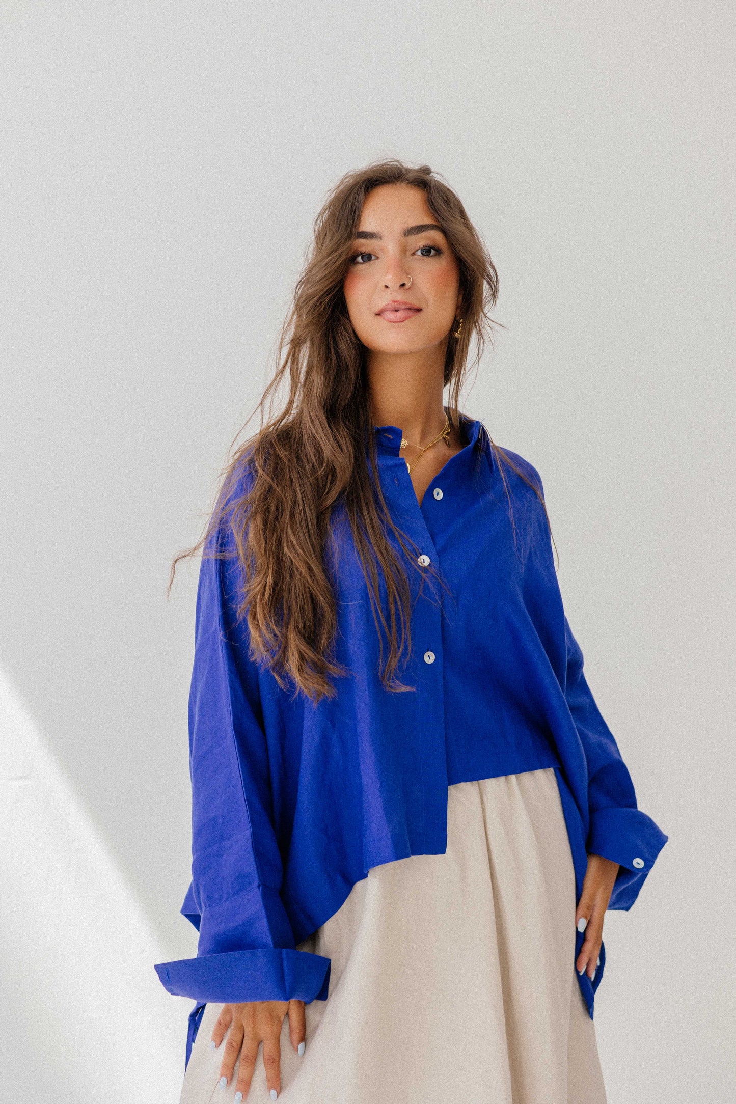Fringes shirt in royal-blue