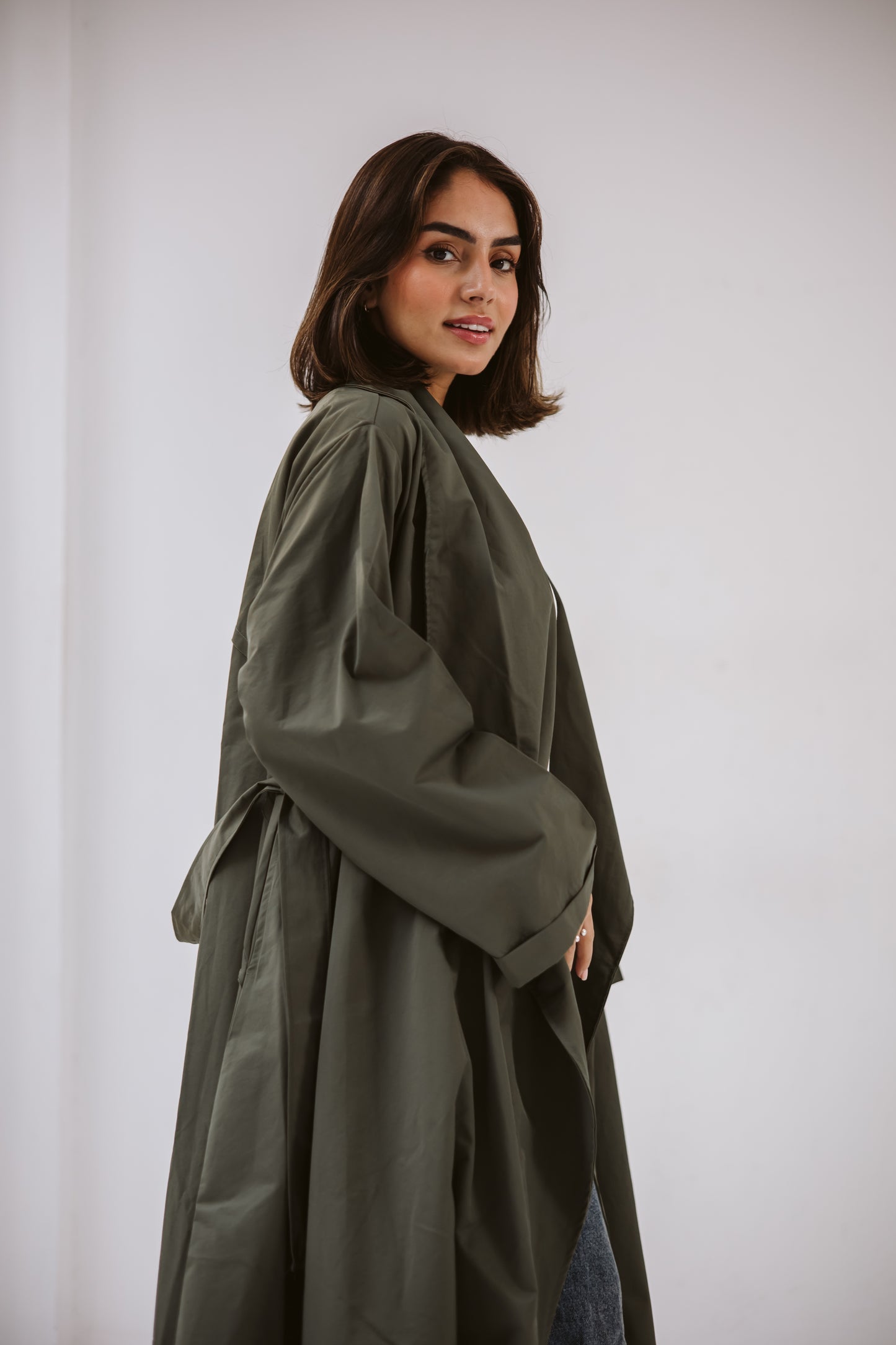 High-low Trench coat In Olive