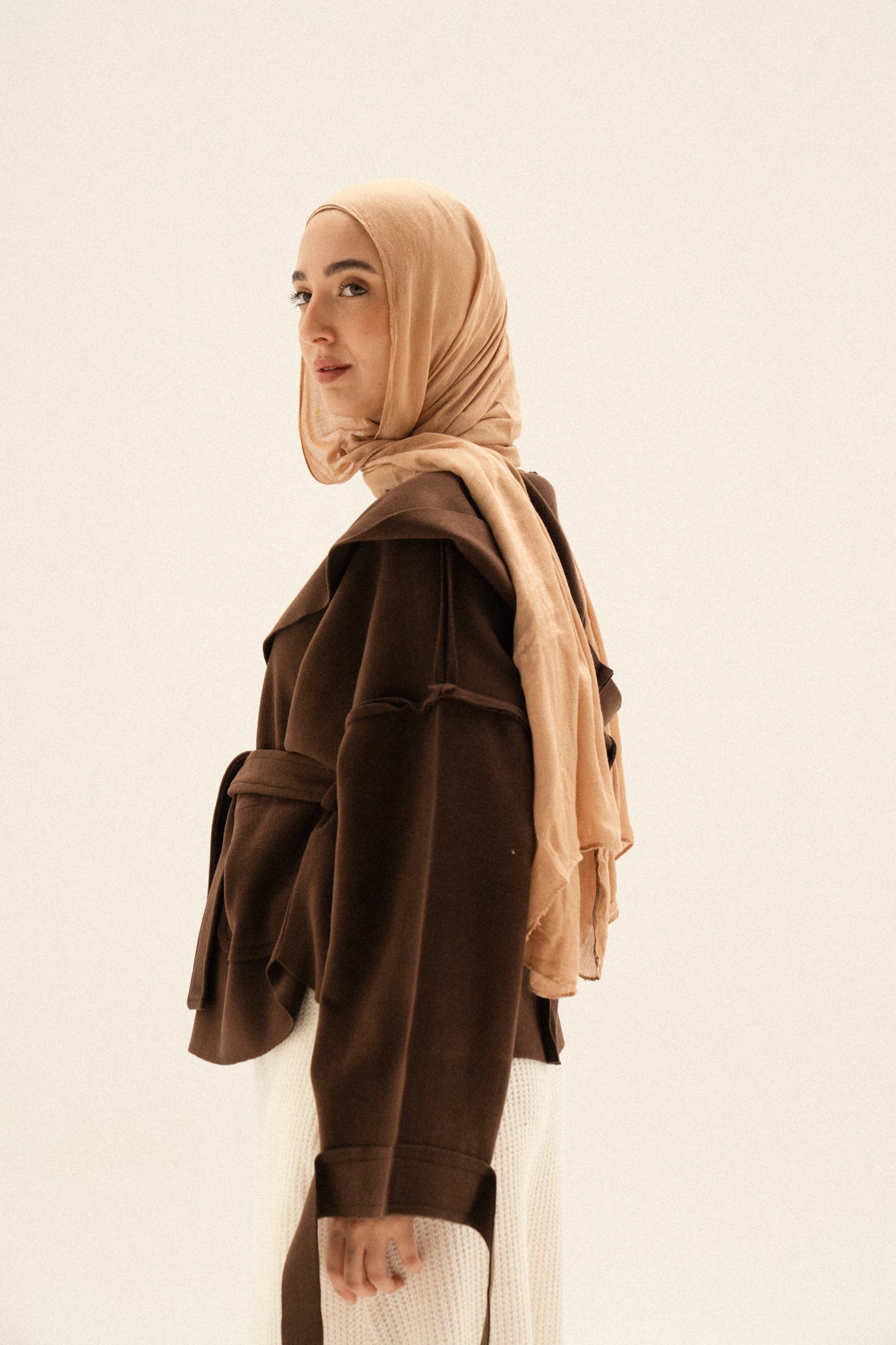 Unfinished Short Coat In Brown
