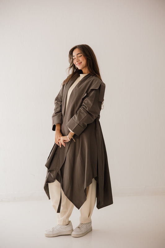 High-low Trench Coat In Griesh