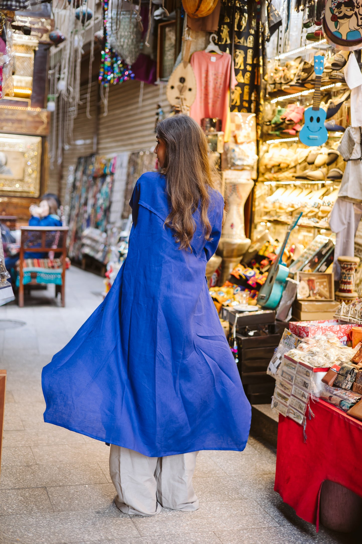 High-Low Kimono In Royal-Blue