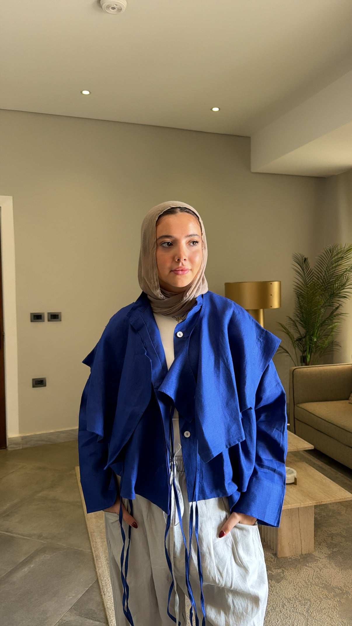 Layered shirt in royal-blue