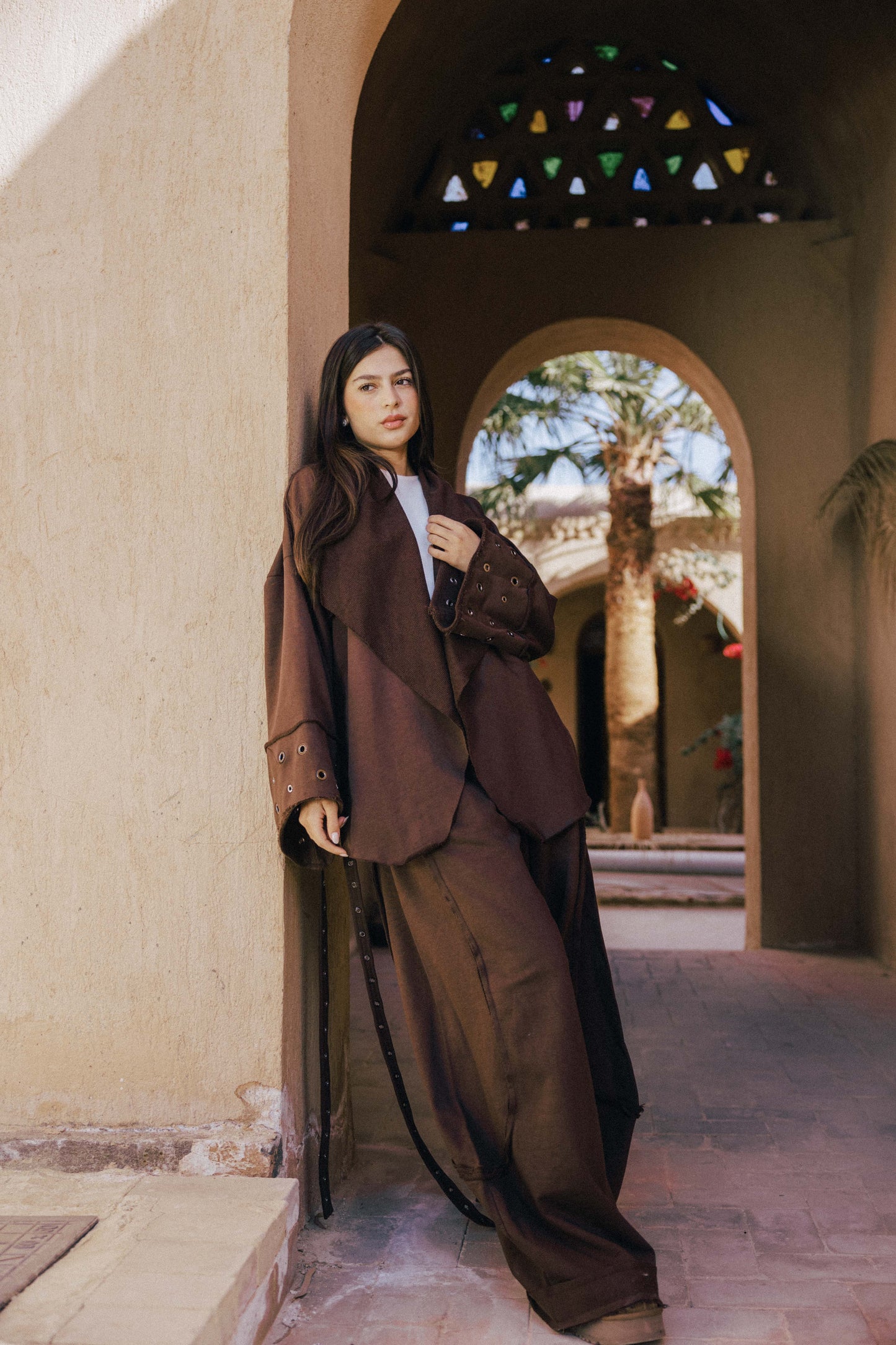 Rouh Cotton Set In Brown