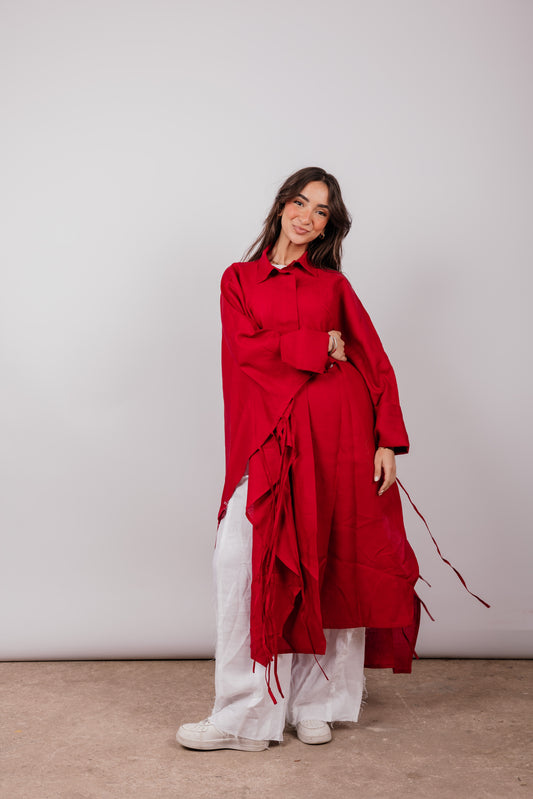Long Fringes Shirt In Red